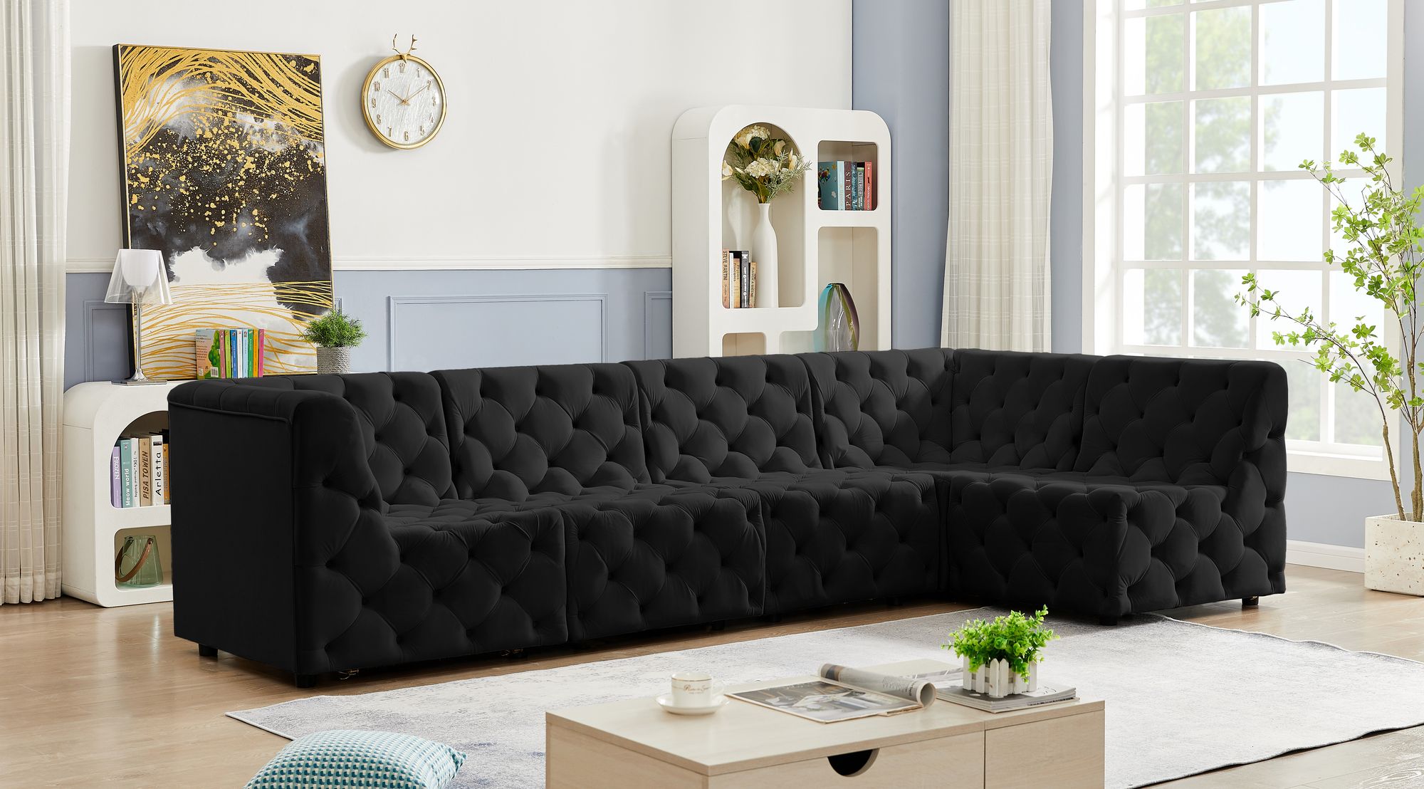 Tuft 128" 5-Piece Velvet Modular Armless Sectional