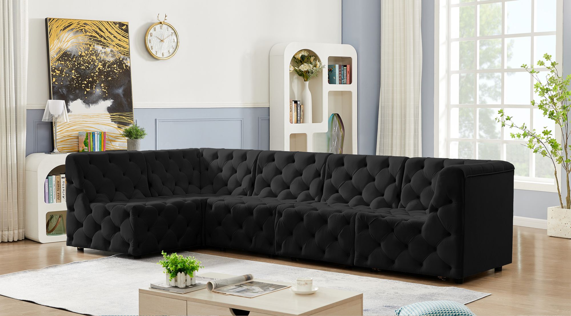 Tuft 128" 5-Piece Velvet Modular Armless Sectional