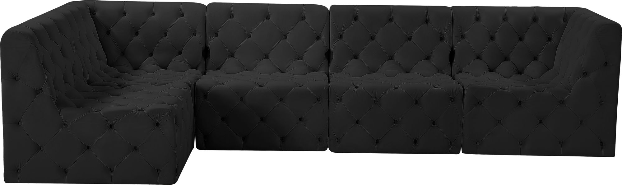 Tuft 128" 5-Piece Velvet Modular Armless Sectional