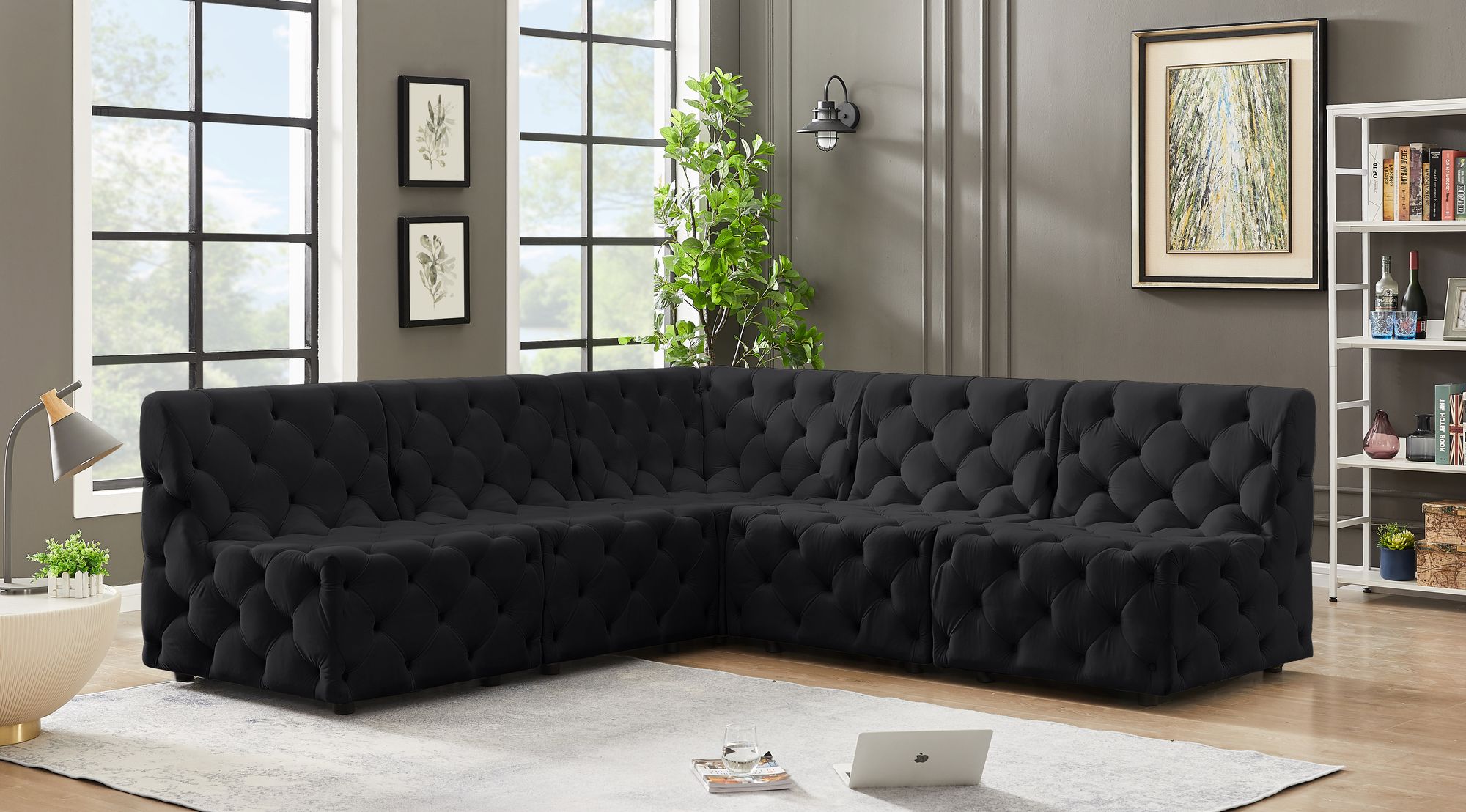Tuft 93" 5-Piece Velvet Modular Armless Sectional