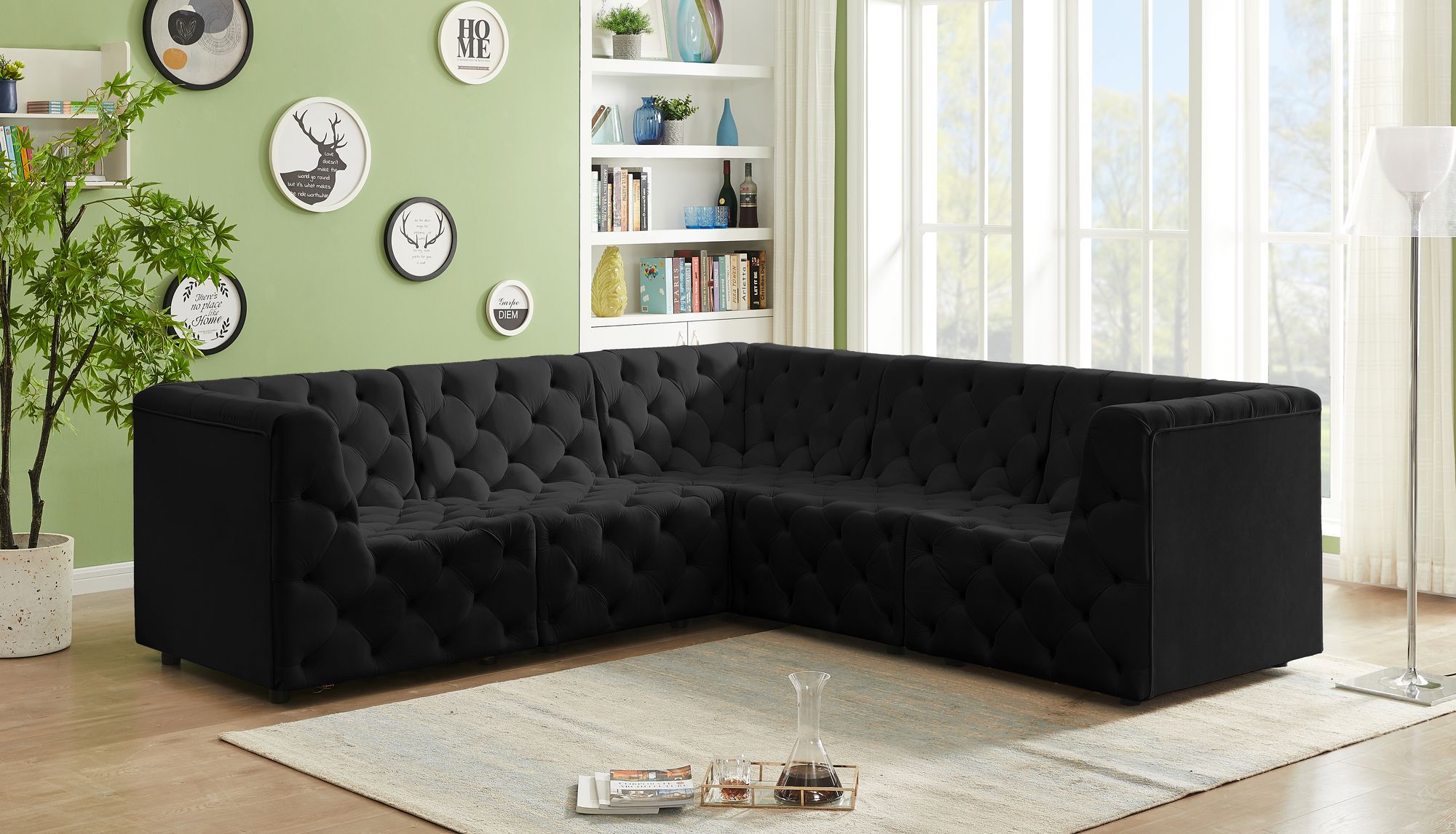 Tuft 99" 5-Piece Velvet Modular Sectional