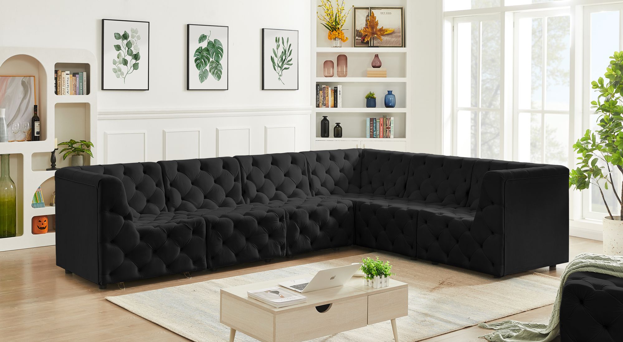 Tuft 128" 6-Piece Velvet Modular Sectional