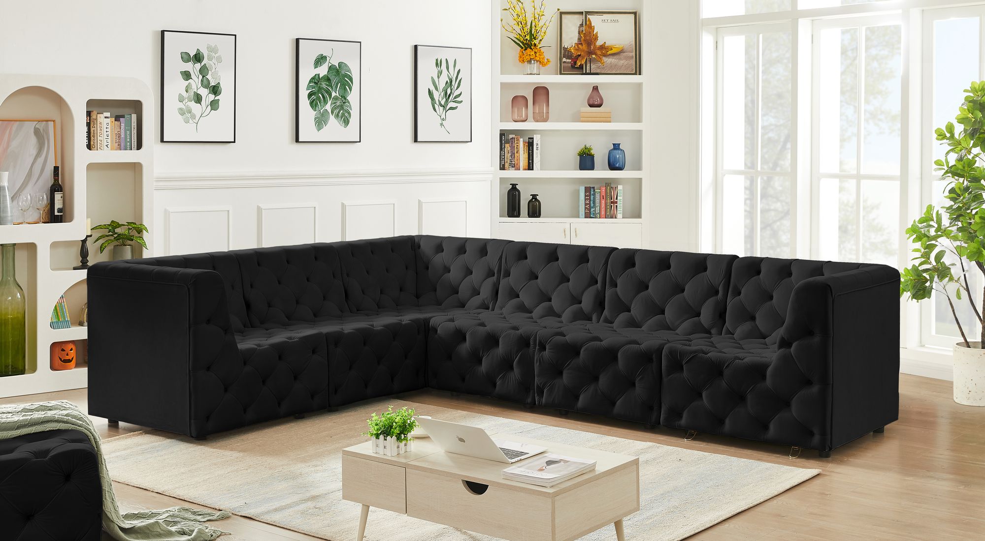 Tuft 128" 6-Piece Velvet Modular Sectional