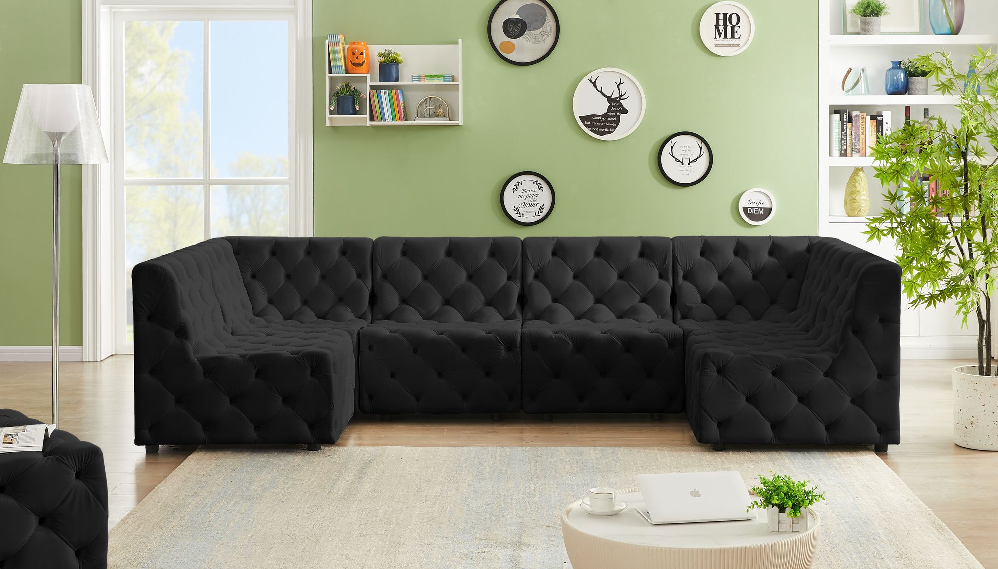 Tuft 128" 6-Piece Velvet Modular U-Shape Sectional