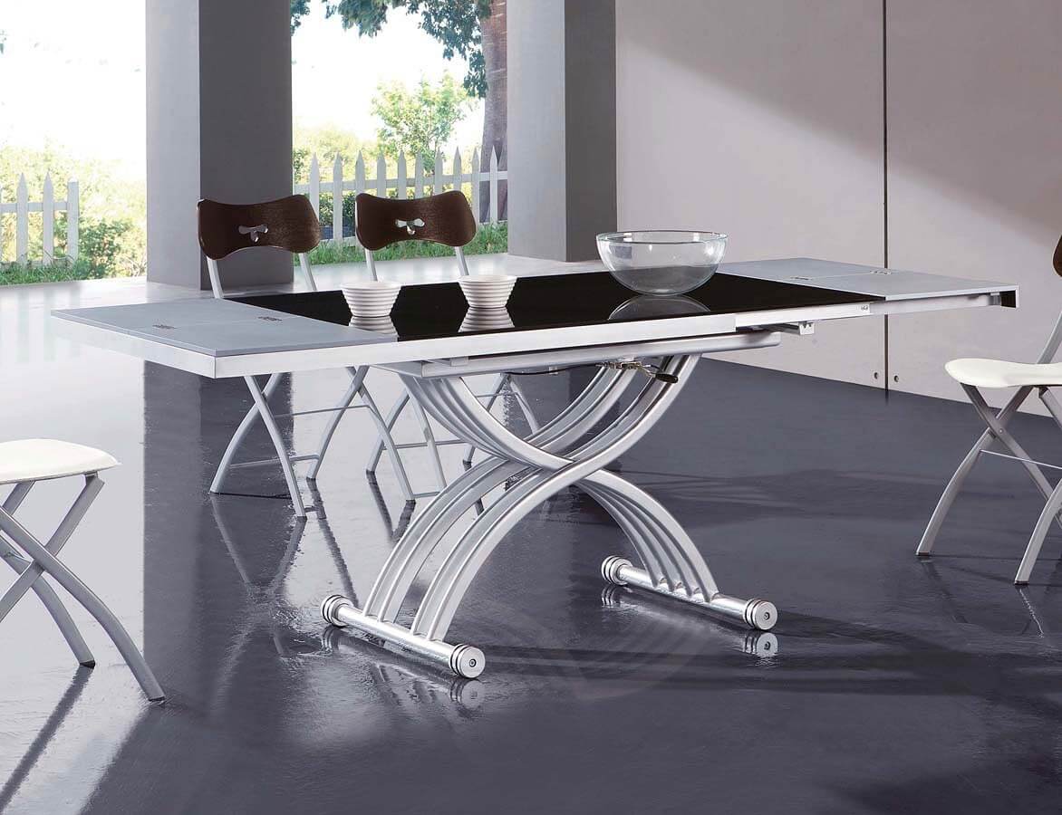 2109 Modern Rectangular Glass Extendable Dining Table by ESF Furniture