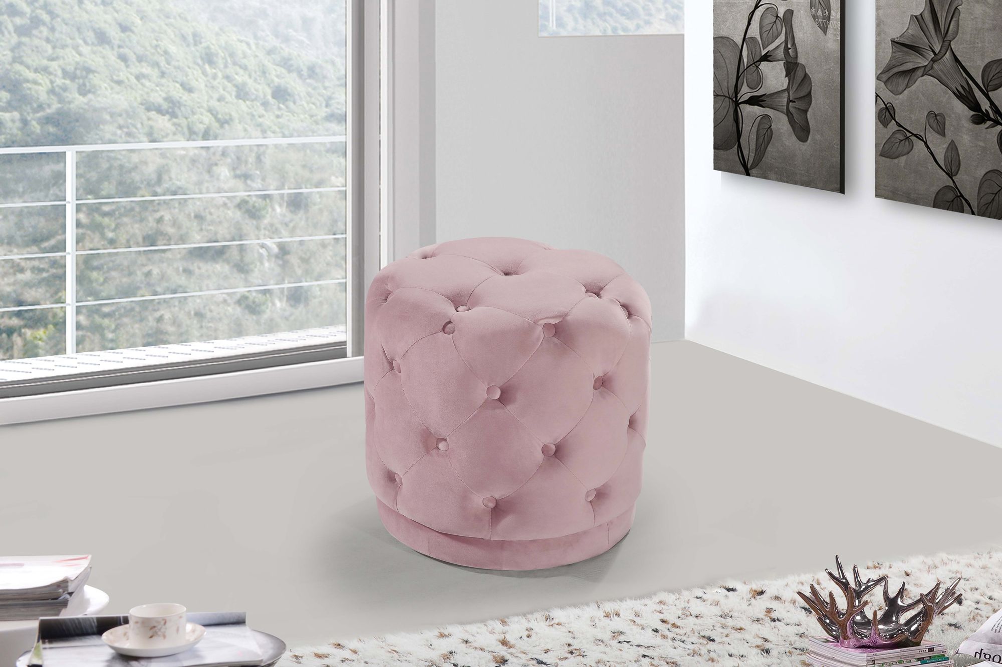 Harper Velvet Ottoman/Stool