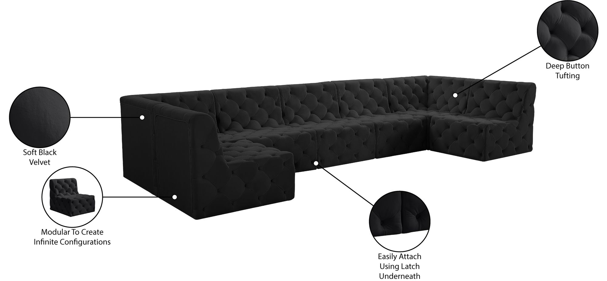 Tuft 157" 7-Piece Velvet Modular Sectional