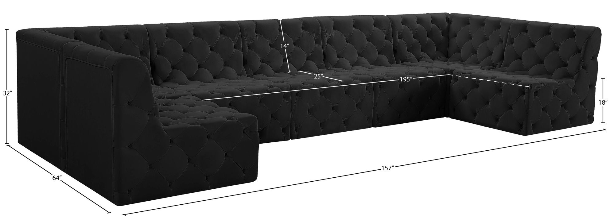 Tuft 157" 7-Piece Velvet Modular Sectional