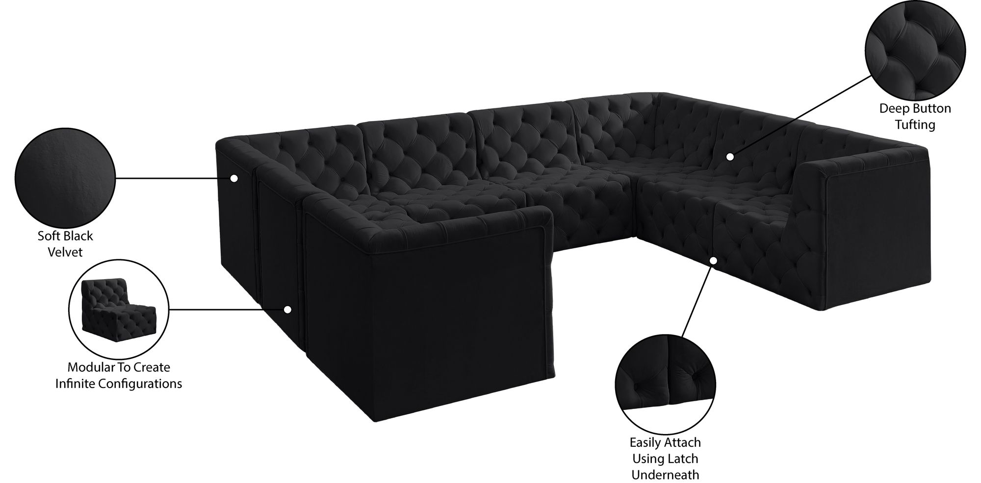 Tuft 128" 8-Piece Velvet Modular Sectional