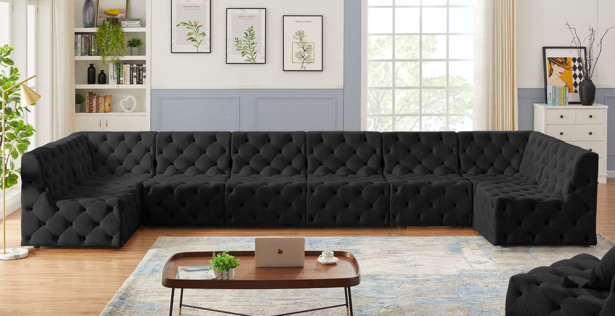 Tuft 215" 8-Piece Velvet Modular Sectional
