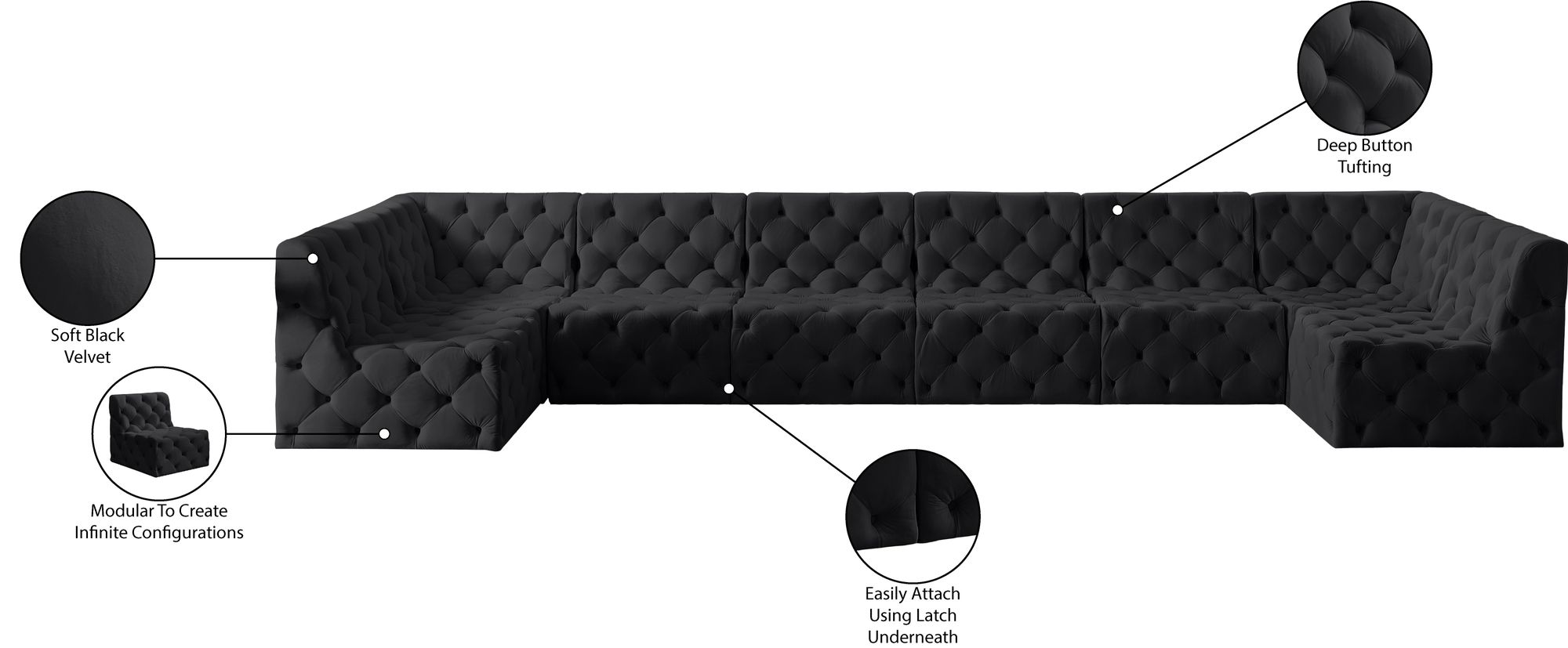 Tuft 215" 8-Piece Velvet Modular Sectional