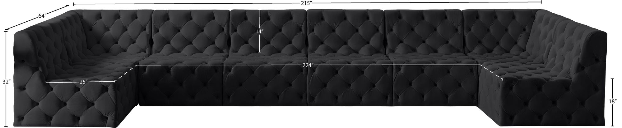 Tuft 215" 8-Piece Velvet Modular Sectional
