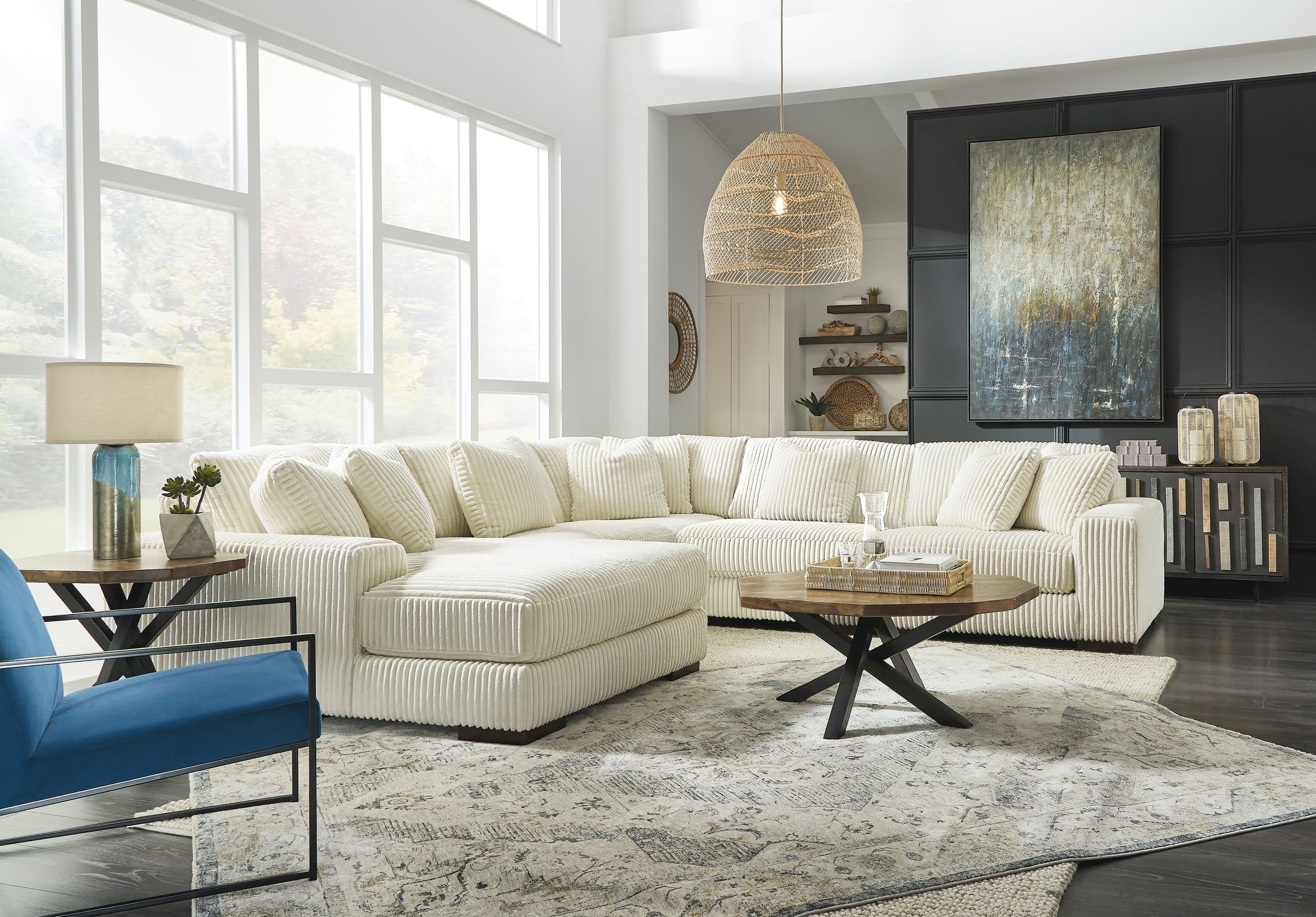 Lindyn 5-Piece Polyester U-Shaped Sectional Sofa w/Left Arm Chaise Facing