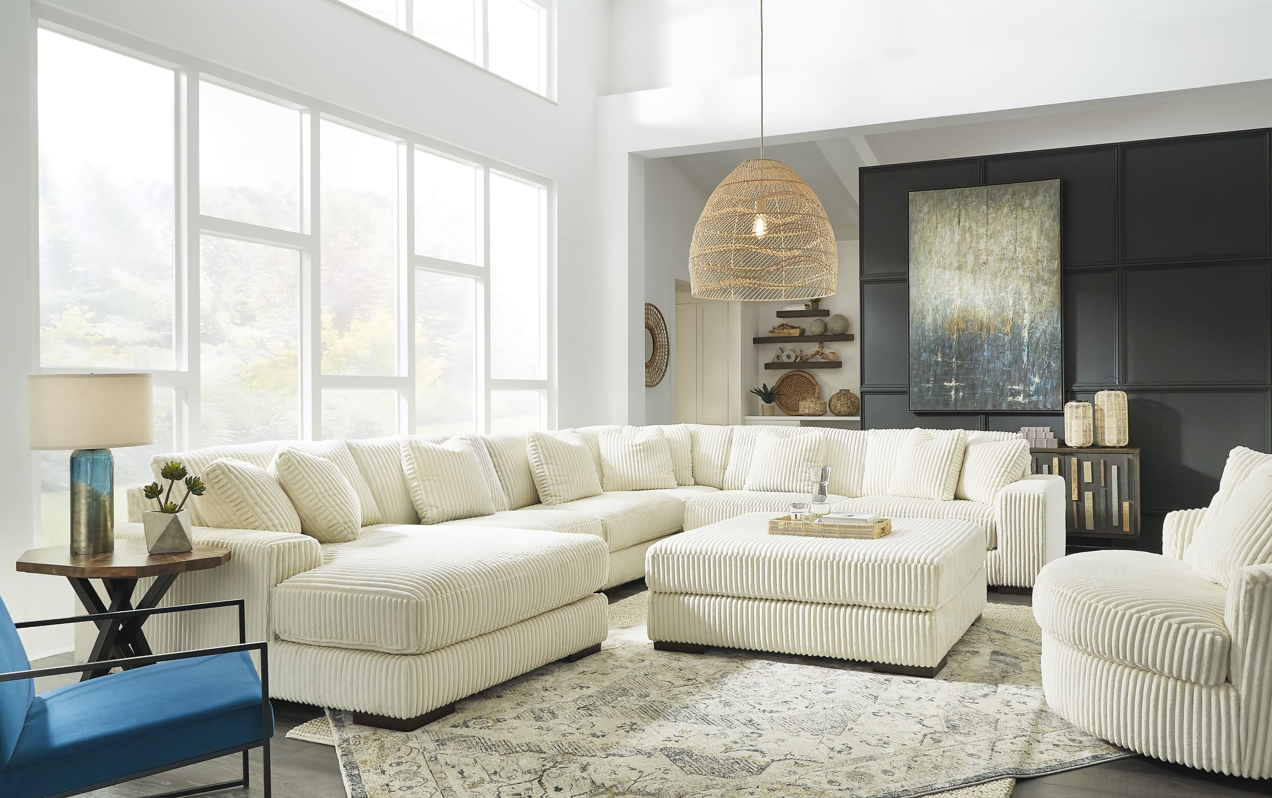 Lindyn 6-Piece Polyester U-Shaped Sectional Sofa w/Left Arm Chaise Facing