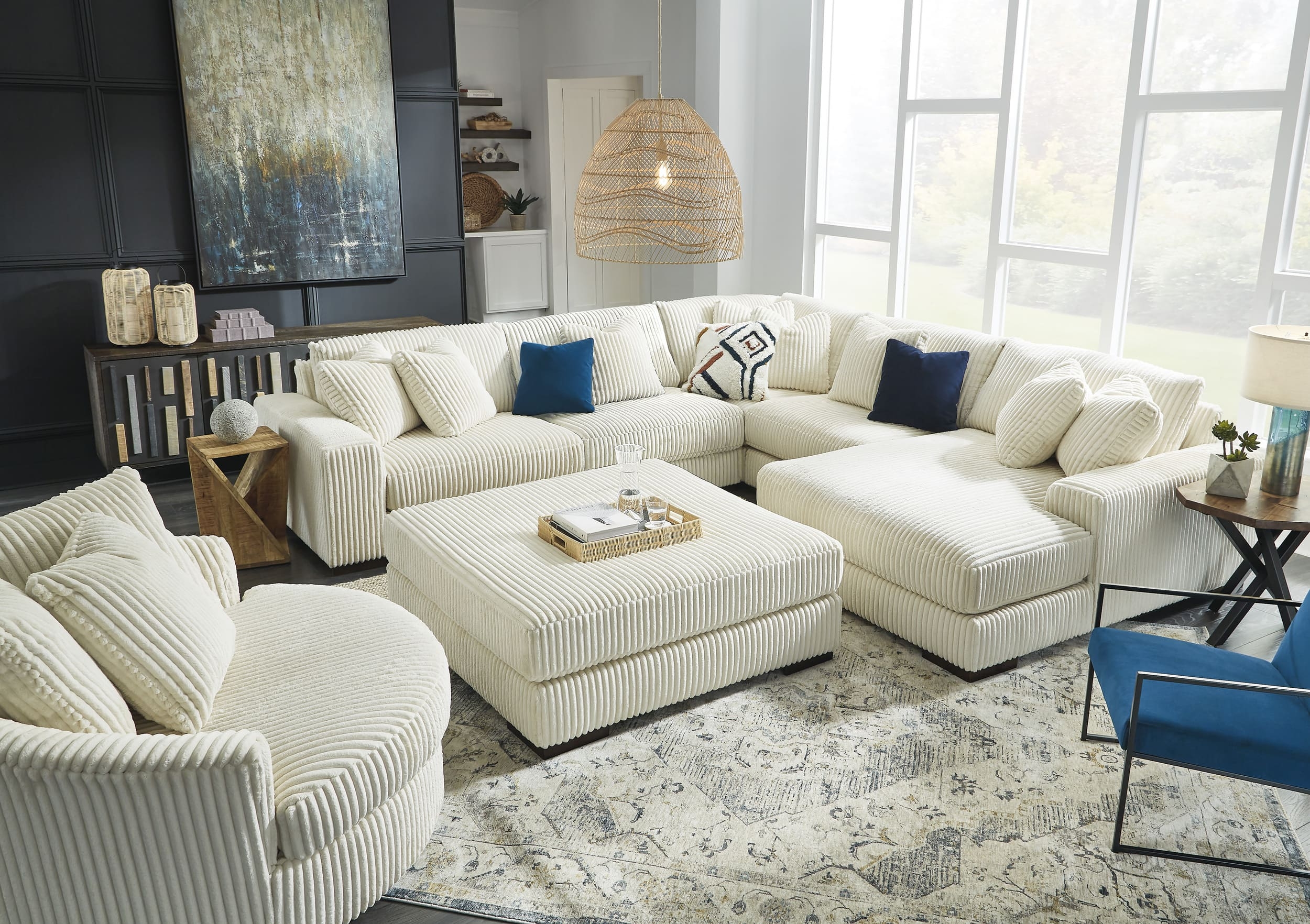 Lindyn Polyester Oversized Accent Ottoman