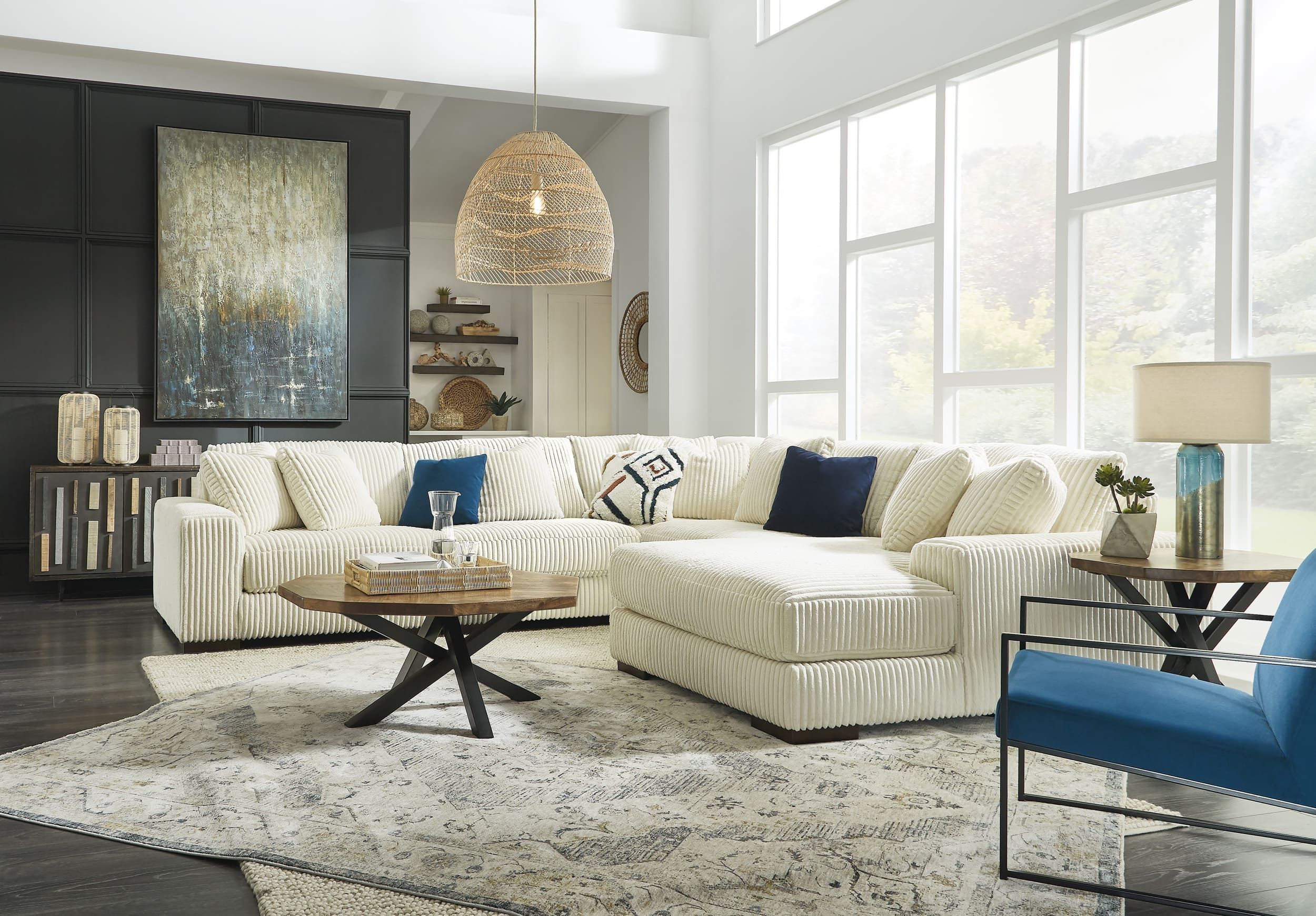 Lindyn 5-Piece Polyester U-Shaped Sectional Sofa w/Right Arm Chaise Facing