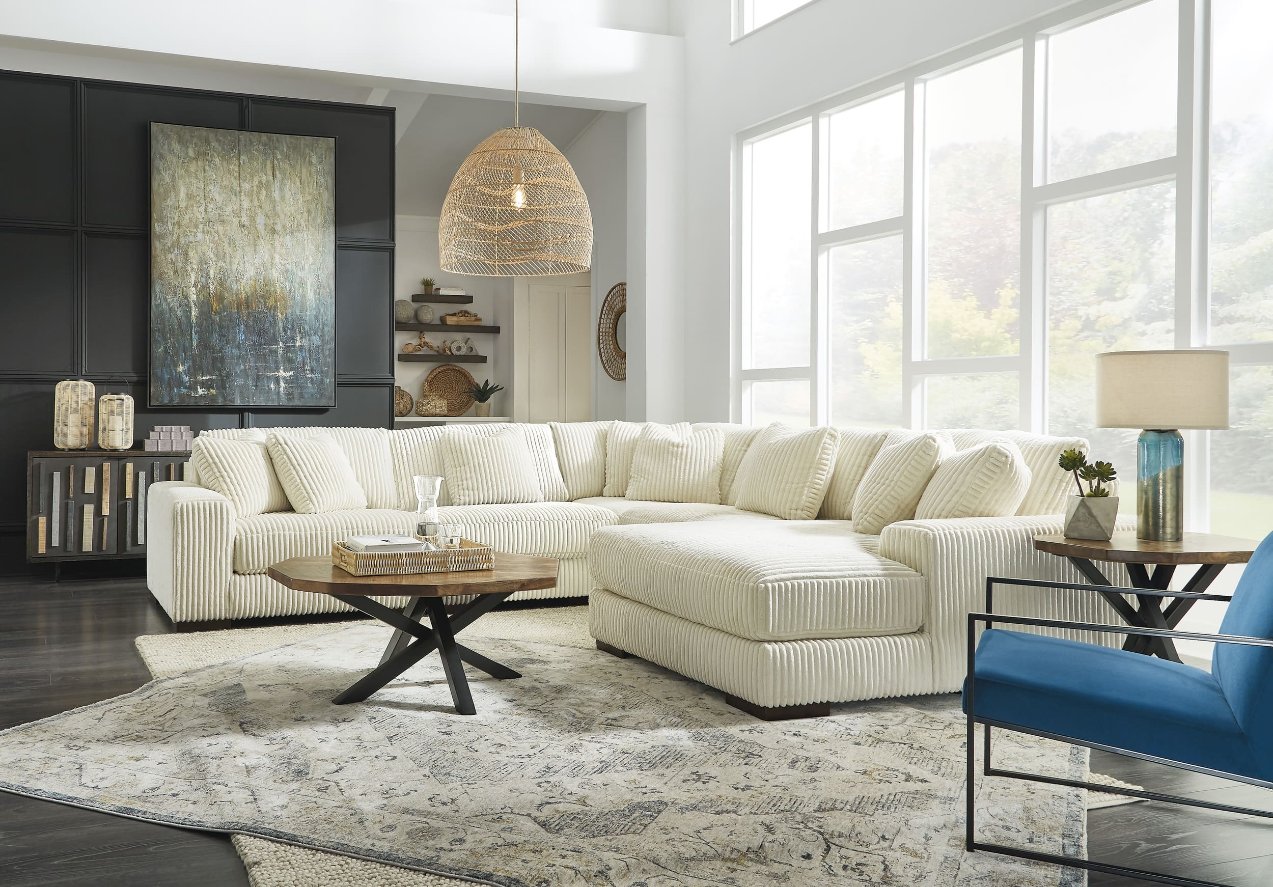 Lindyn 5-Piece Polyester U-Shaped Sectional Sofa w/Right Arm Chaise Facing