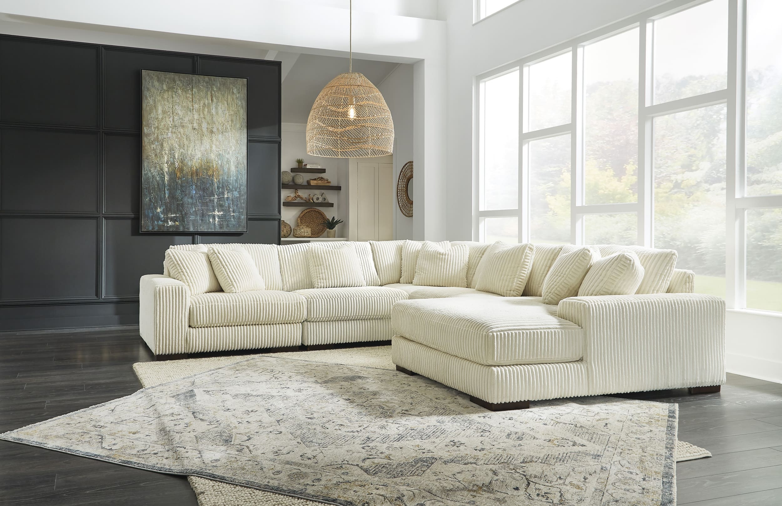 Lindyn 5-Piece Polyester U-Shaped Sectional Sofa w/Right Arm Chaise Facing
