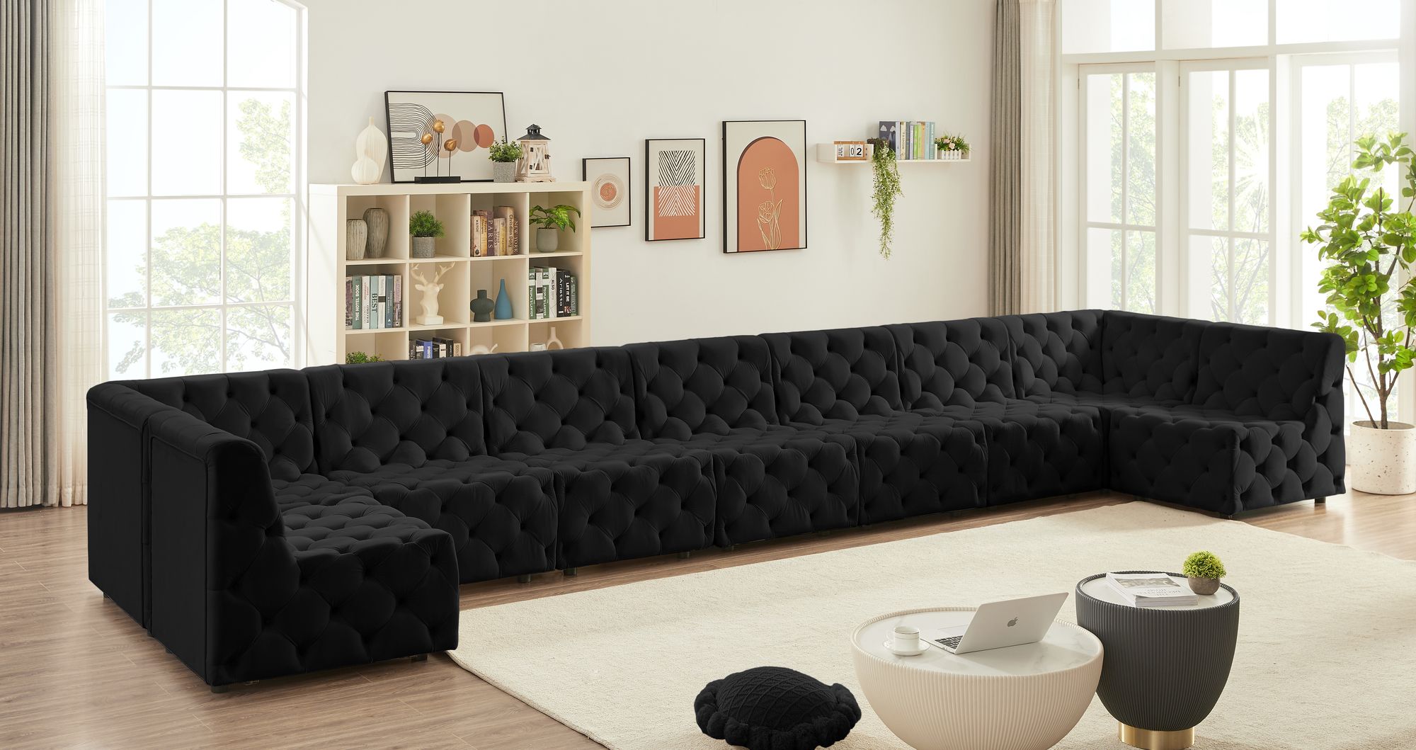Tuft 215" 9-Piece Velvet Modular Sectional