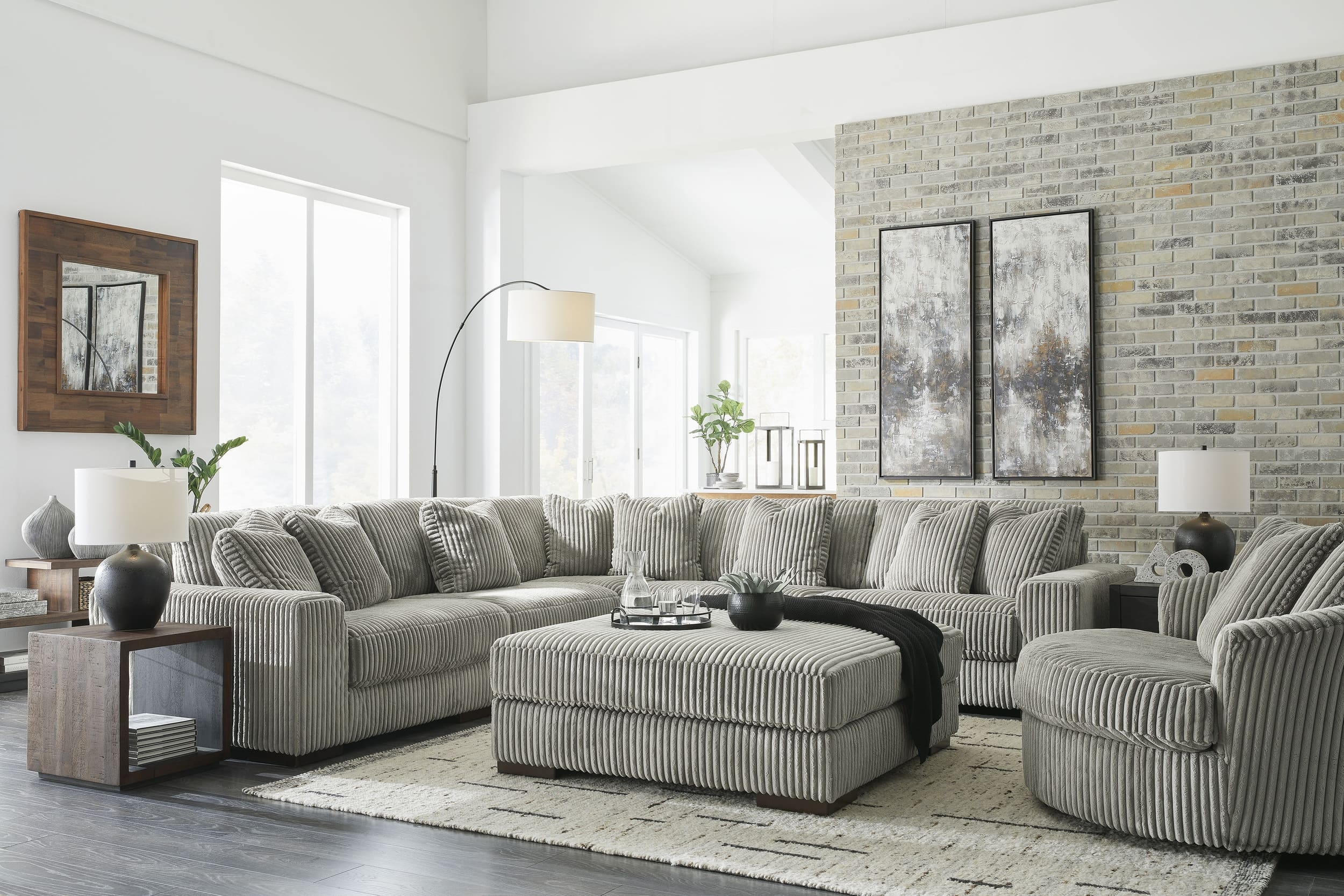 Ashley Lindyn Fog Oversized Swivel Accent Set