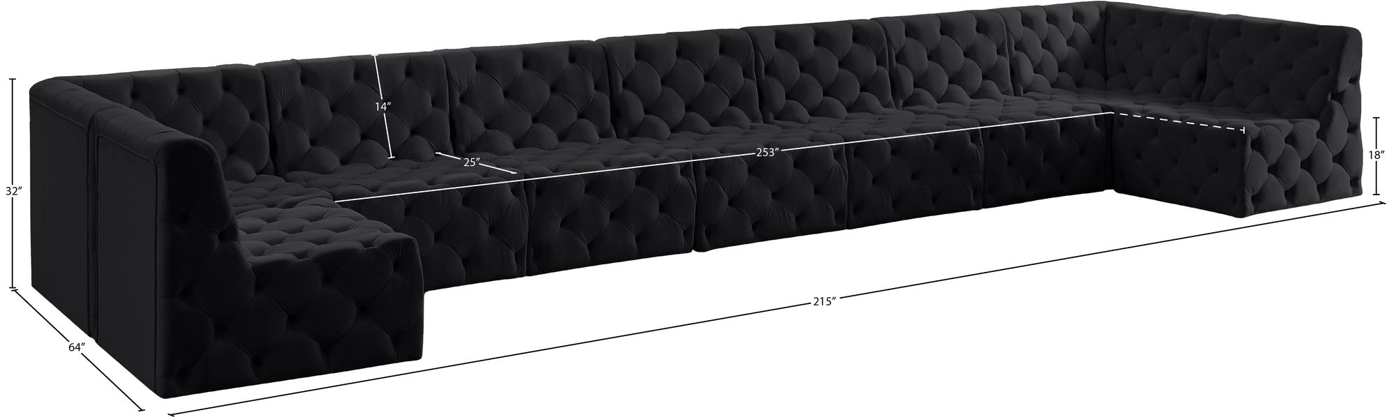 Tuft 215" 9-Piece Velvet Modular Sectional
