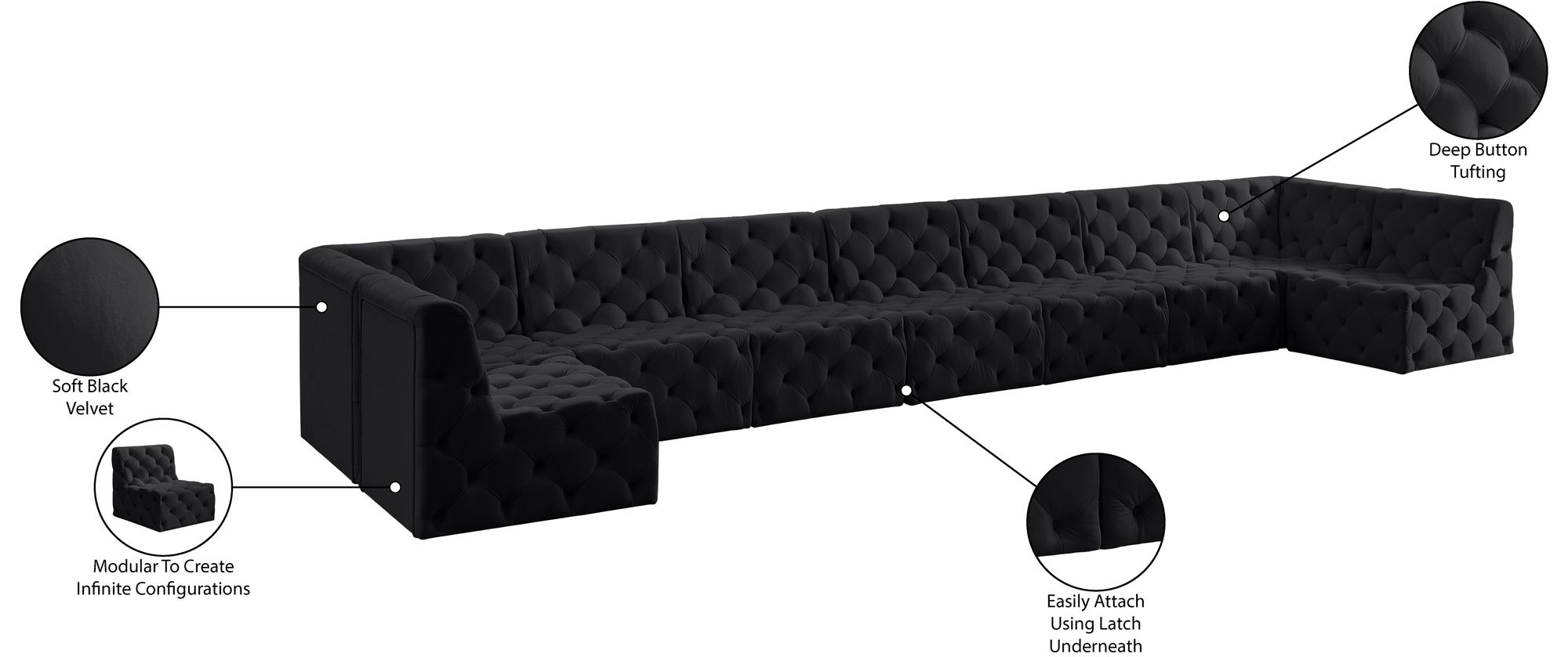 Tuft 215" 9-Piece Velvet Modular Sectional