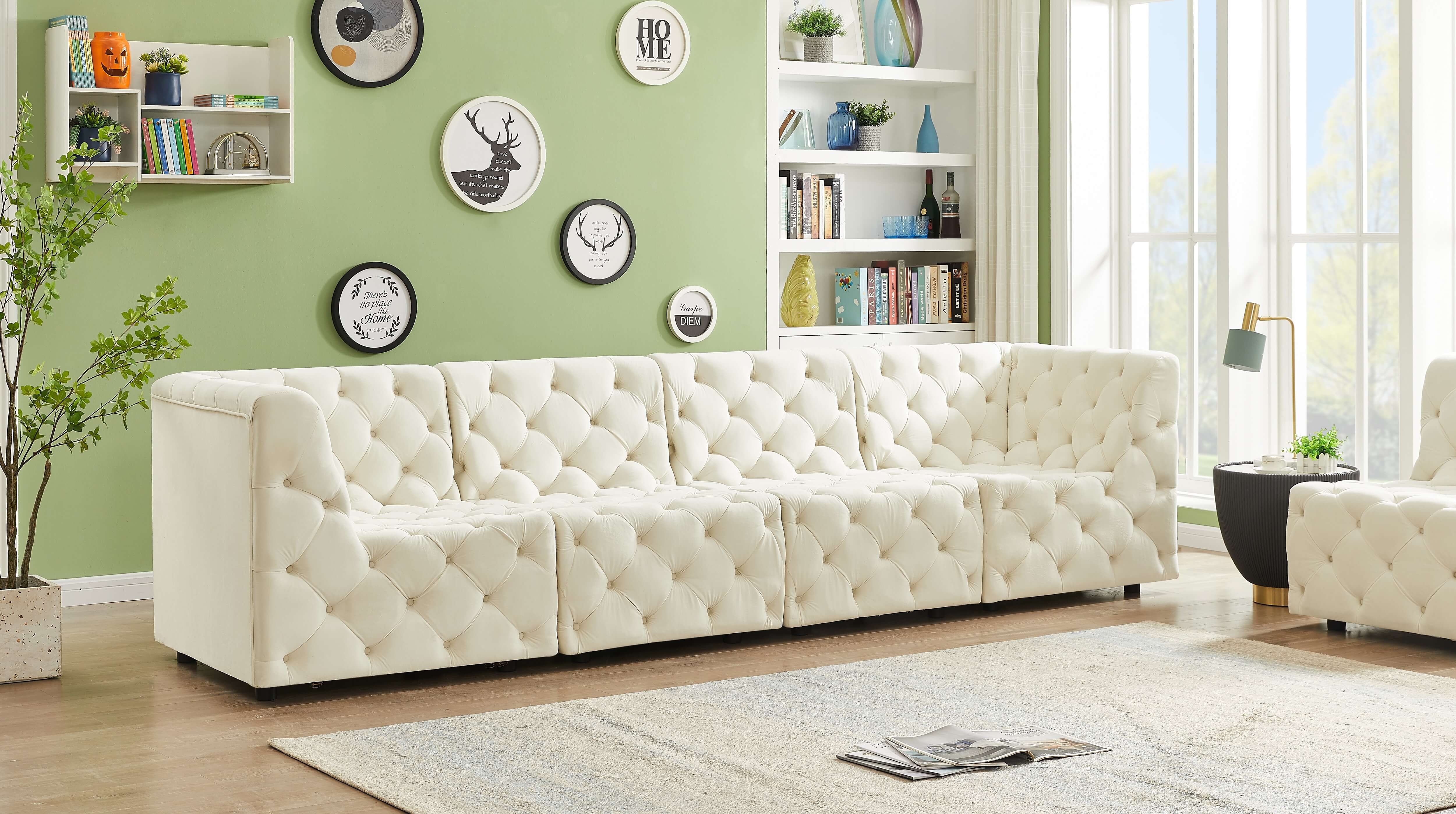 Tuft 128" Velvet Modular Sofa