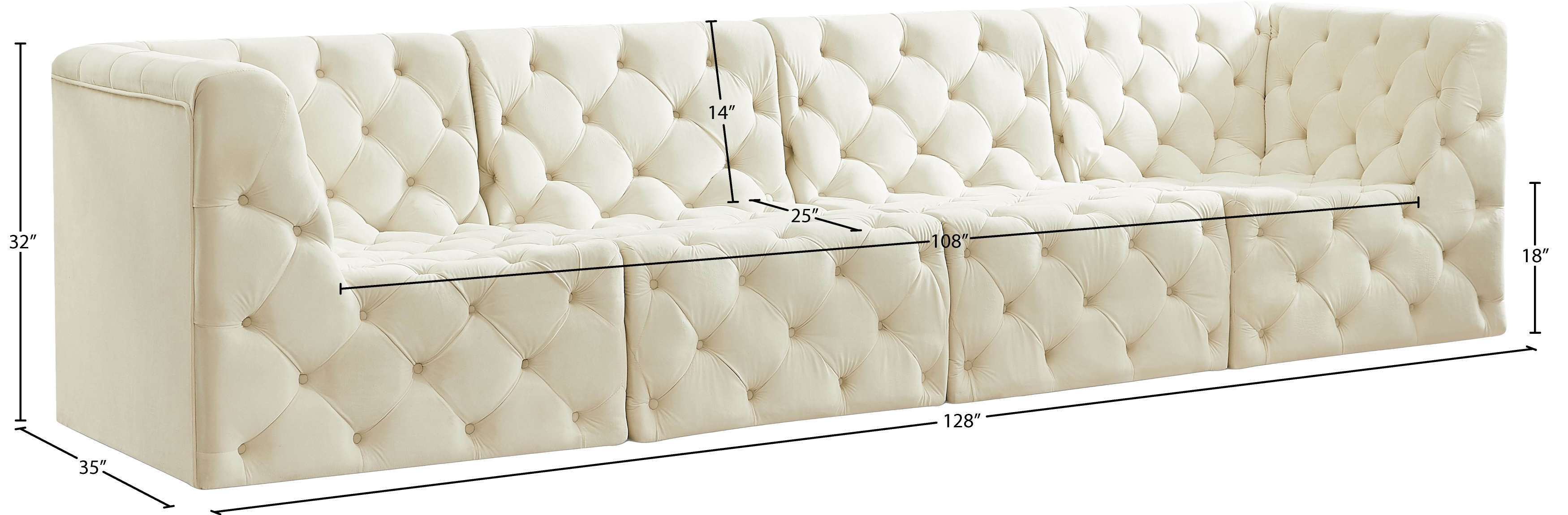 Tuft 128" Velvet Modular Sofa