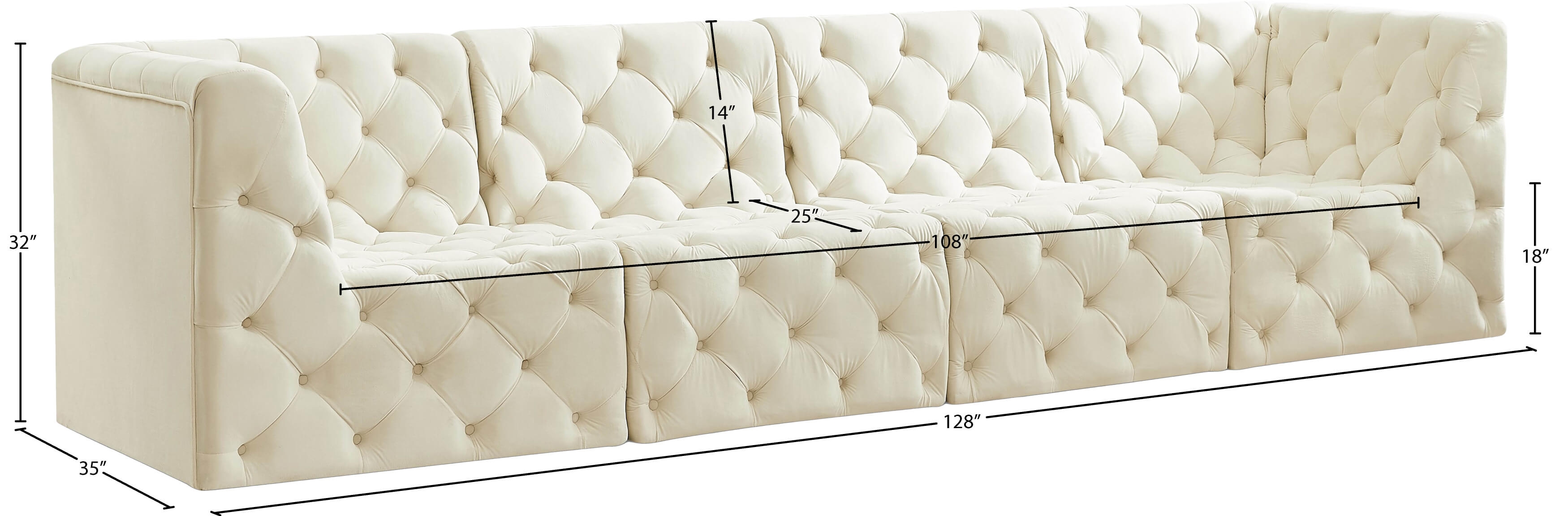 Tuft 128" Velvet Modular Sofa