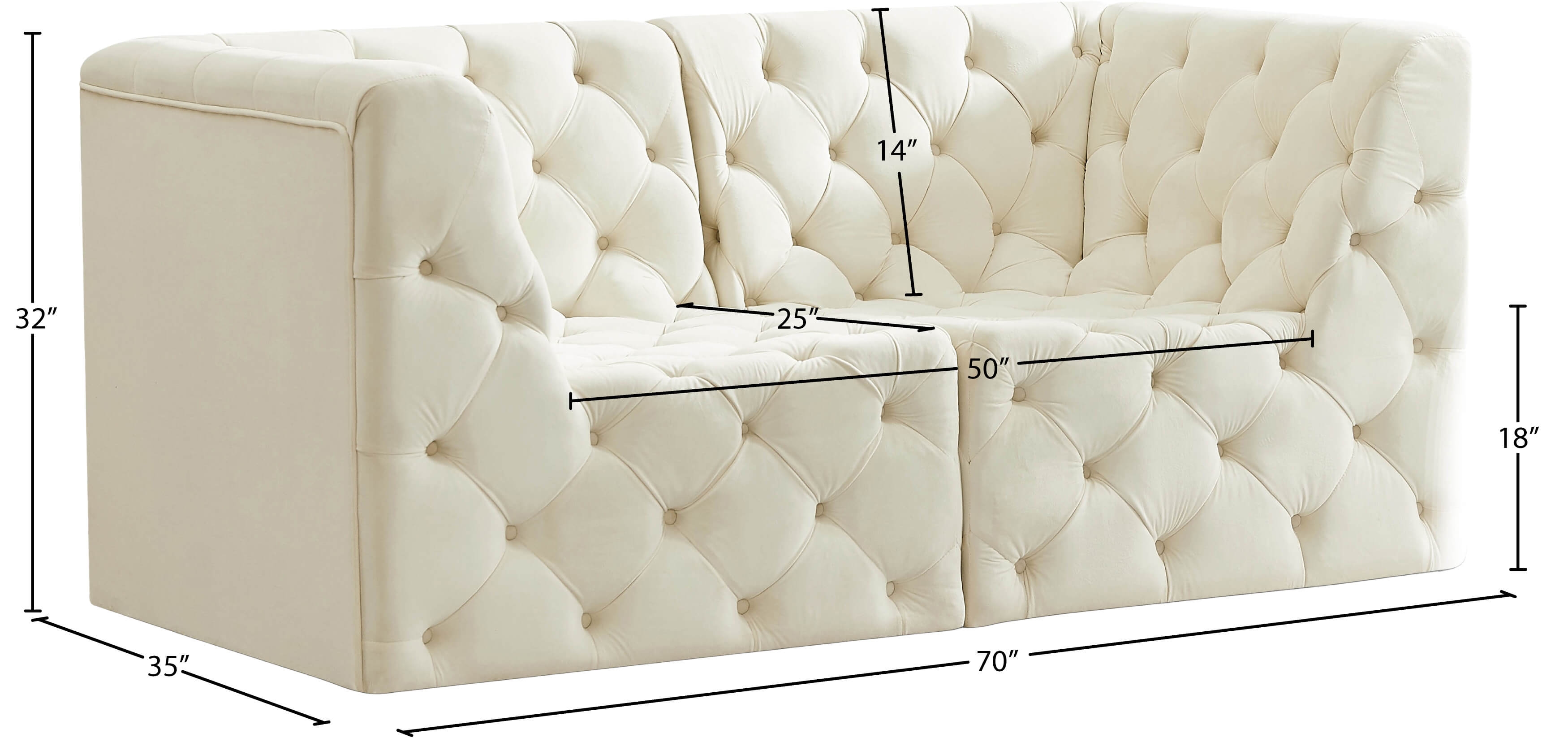 Tuft 70" Velvet Modular Sofa