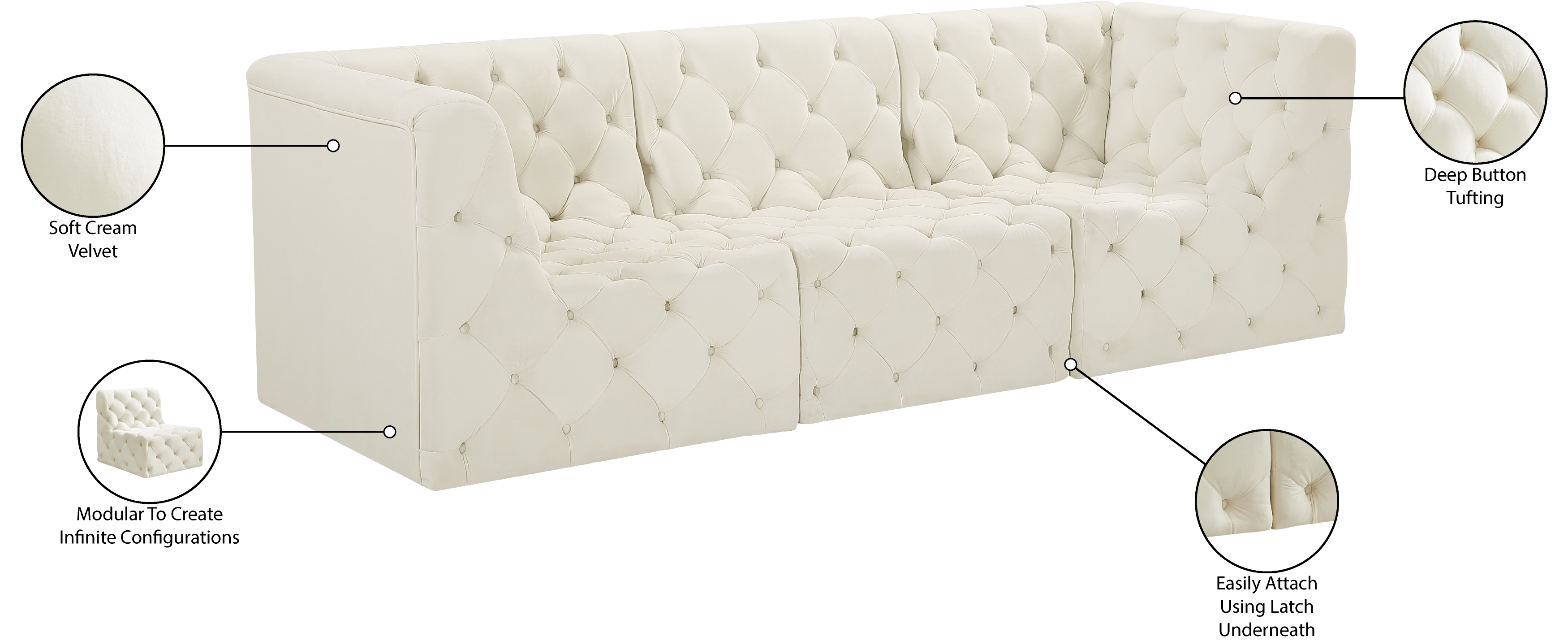 Tuft 99" Velvet Modular Sofa