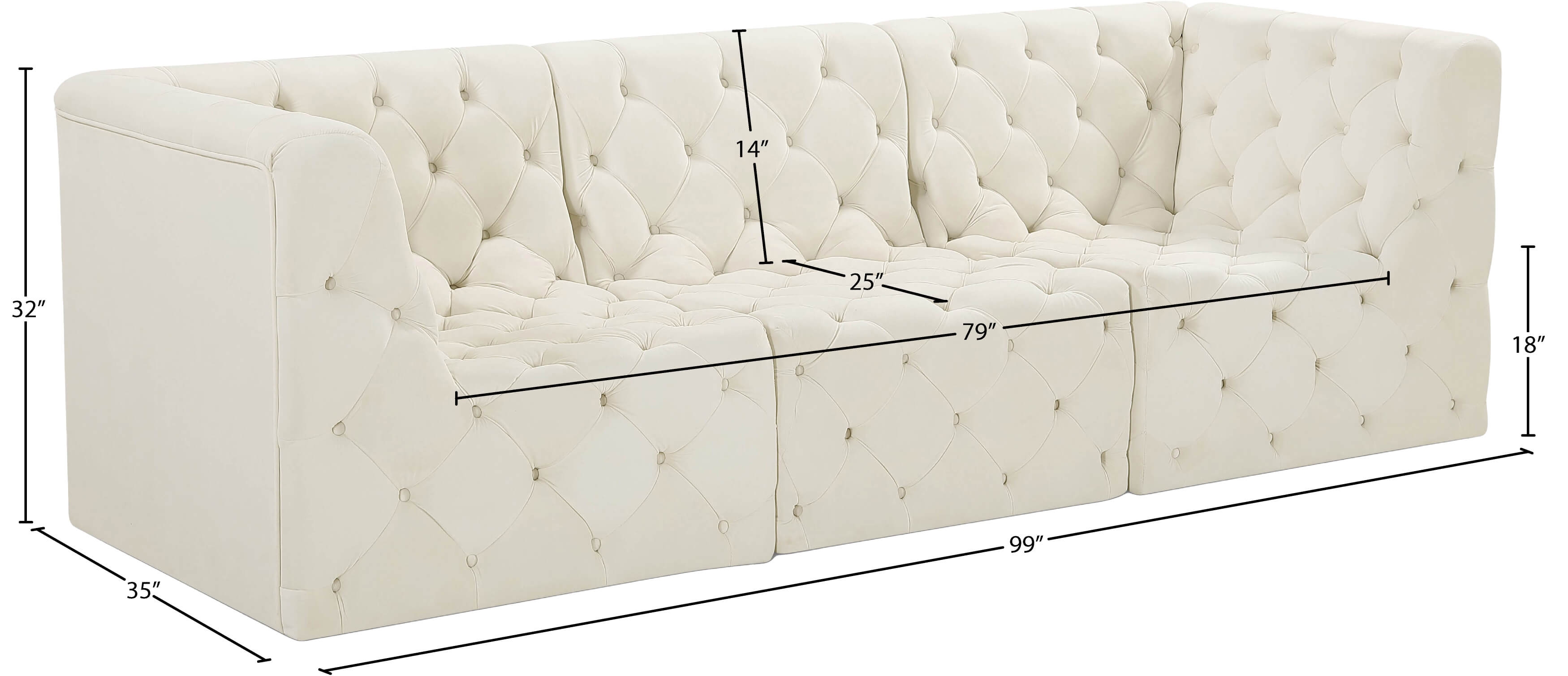 Tuft 99" Velvet Modular Sofa