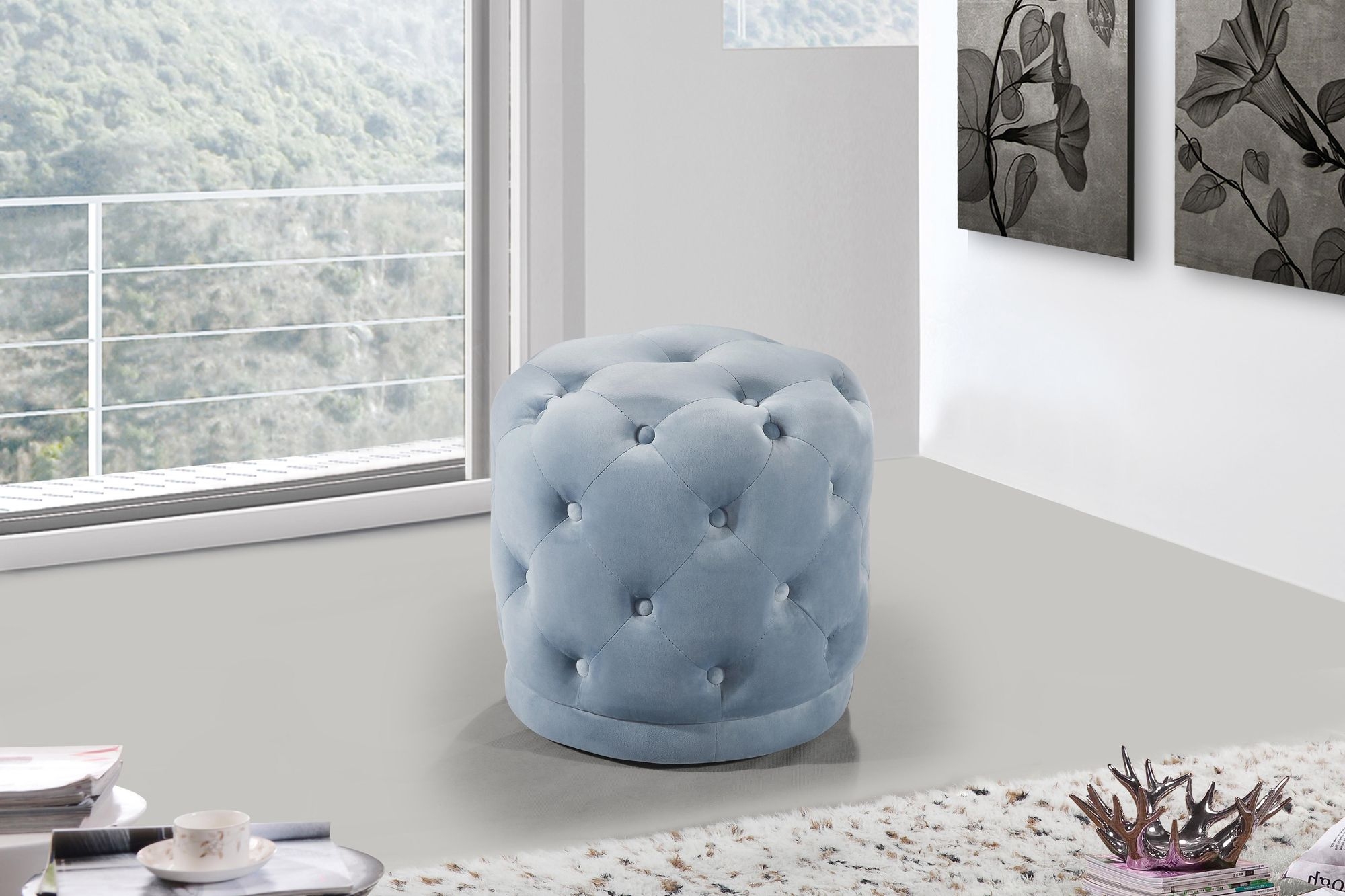 Harper Velvet Ottoman/Stool