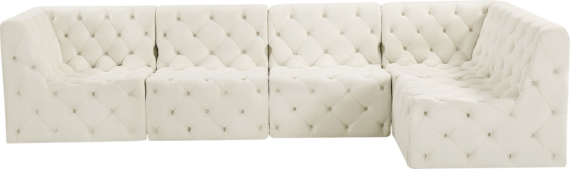 Tuft 128" 5-Piece Velvet Modular Armless Sectional