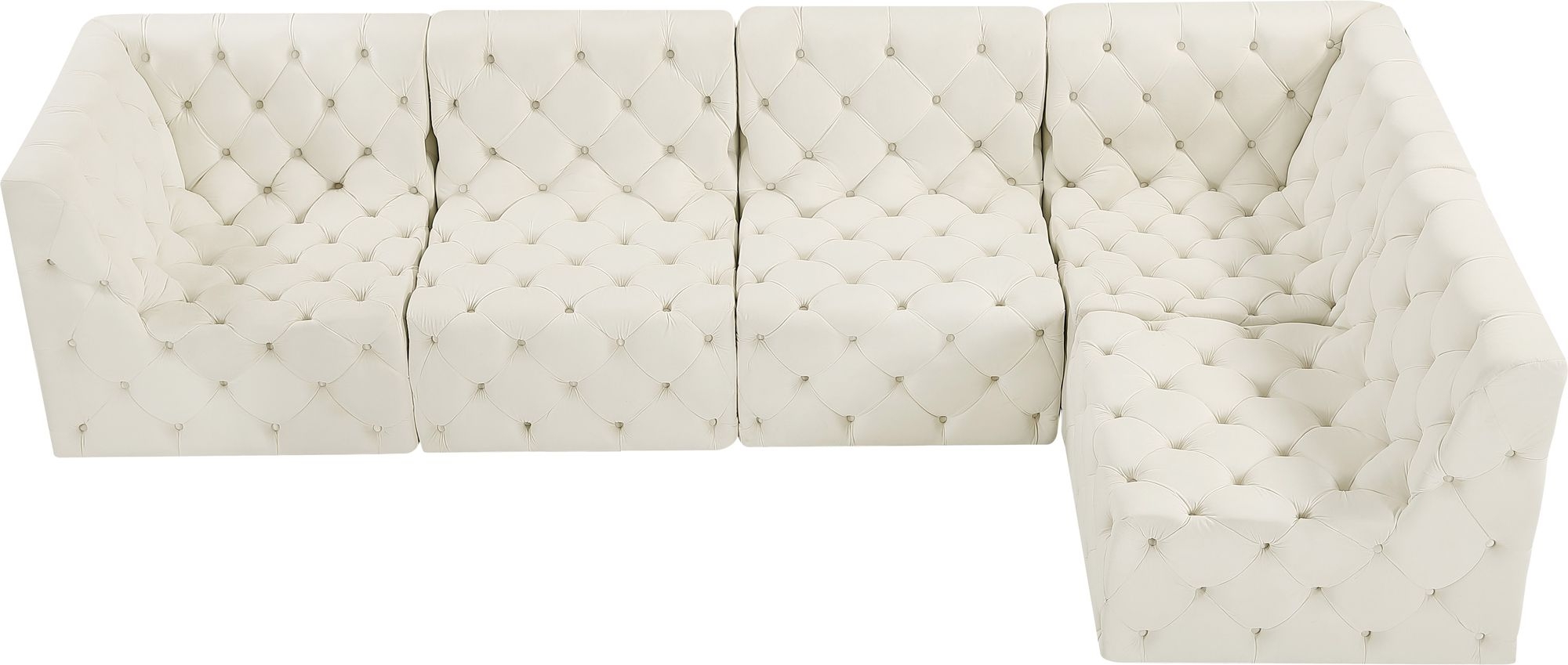 Tuft 128" 5-Piece Velvet Modular Armless Sectional