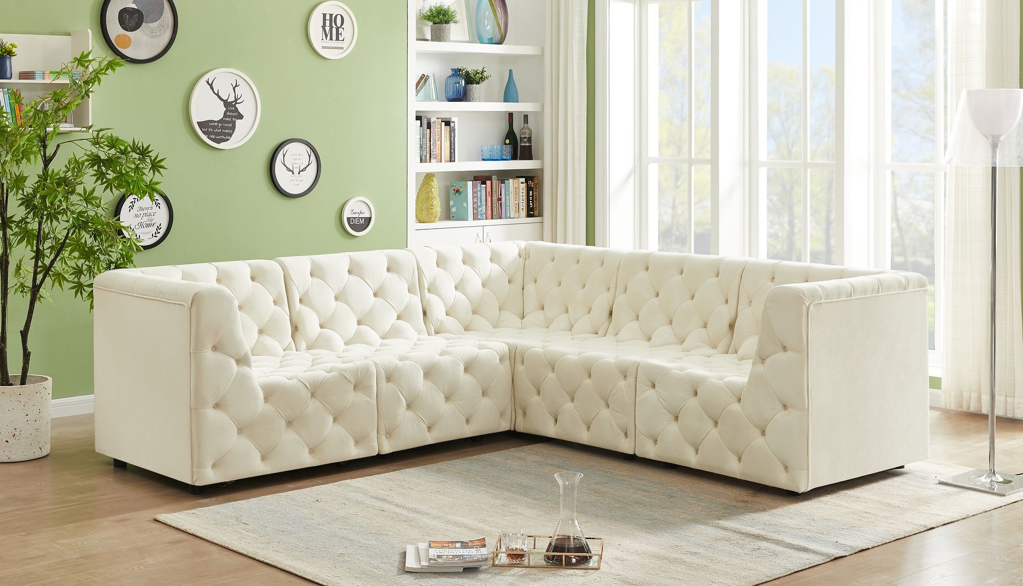 Tuft 99" 5-Piece Velvet Modular Sectional