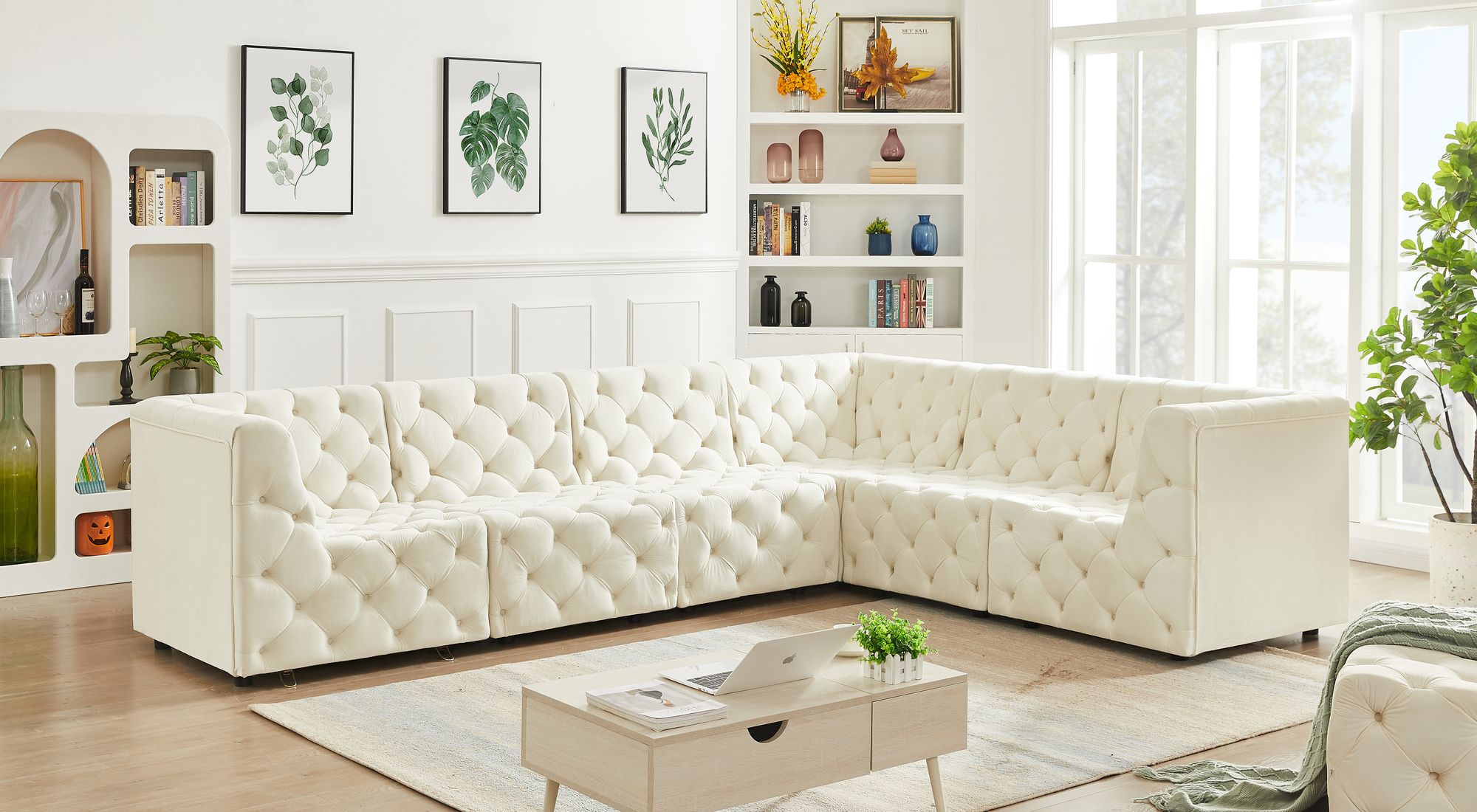Tuft 128" 6-Piece Velvet Modular Sectional