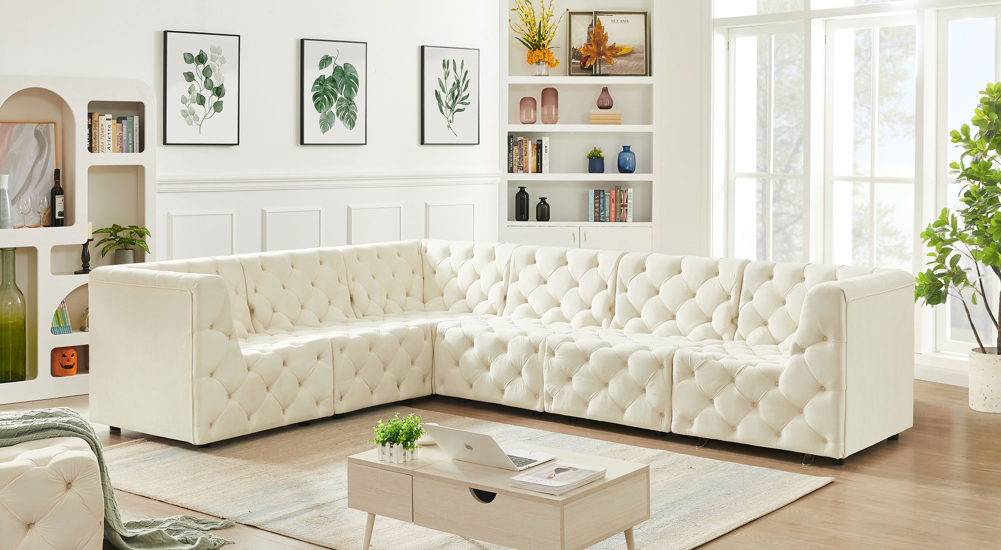Tuft 128" 6-Piece Velvet Modular Sectional
