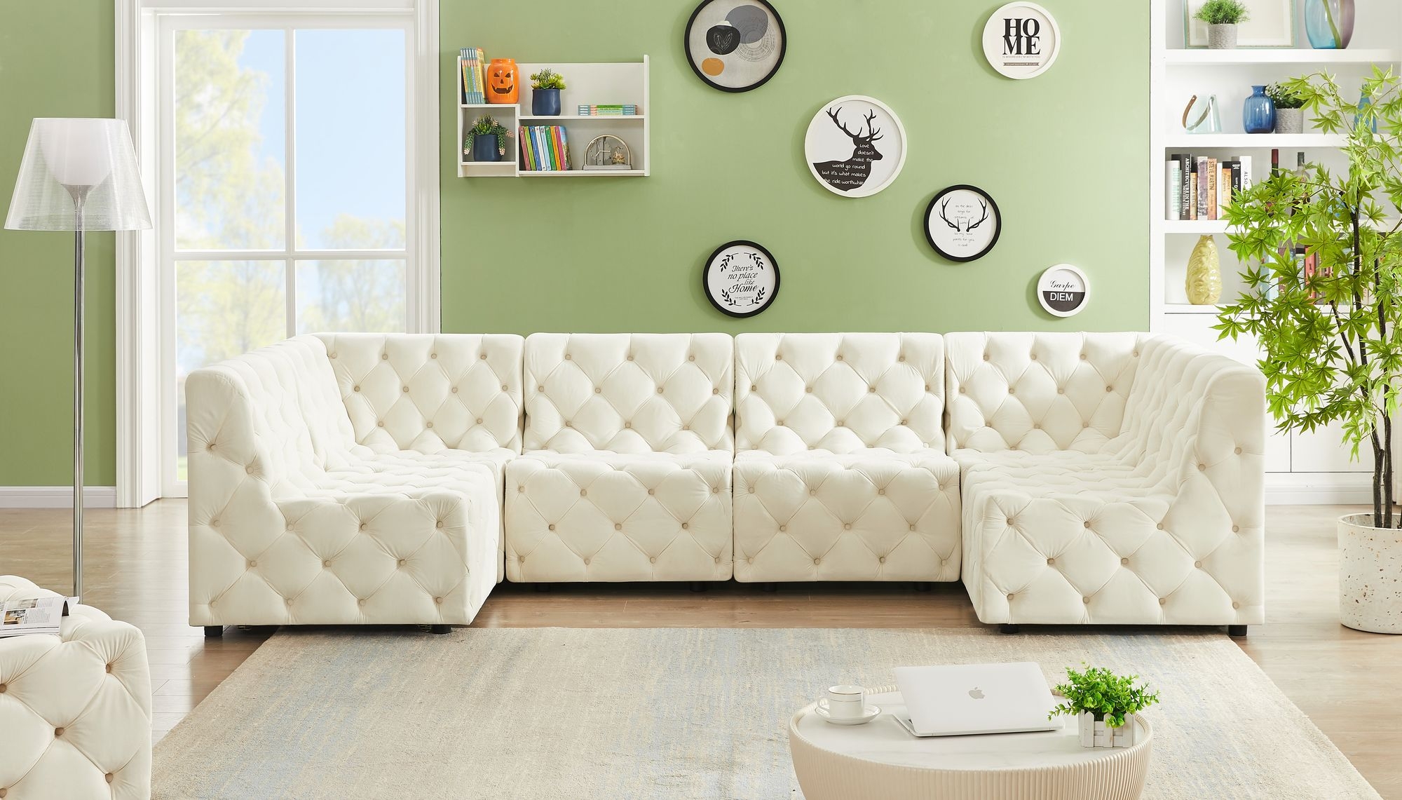 Tuft 128" 6-Piece Velvet Modular U-Shape Sectional