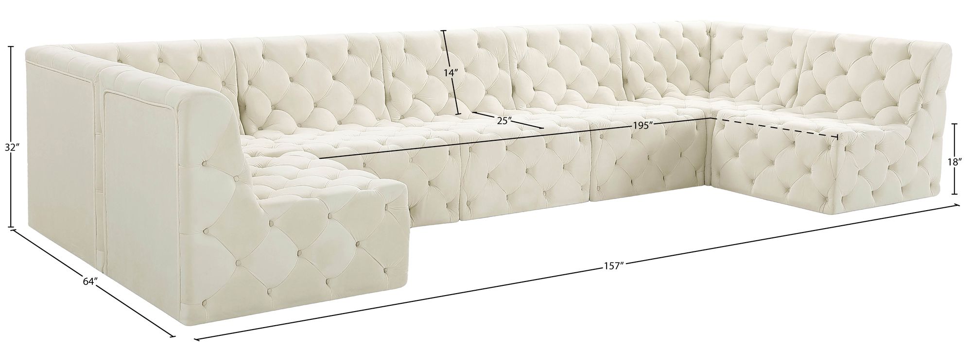 Tuft 157" 7-Piece Velvet Modular Sectional