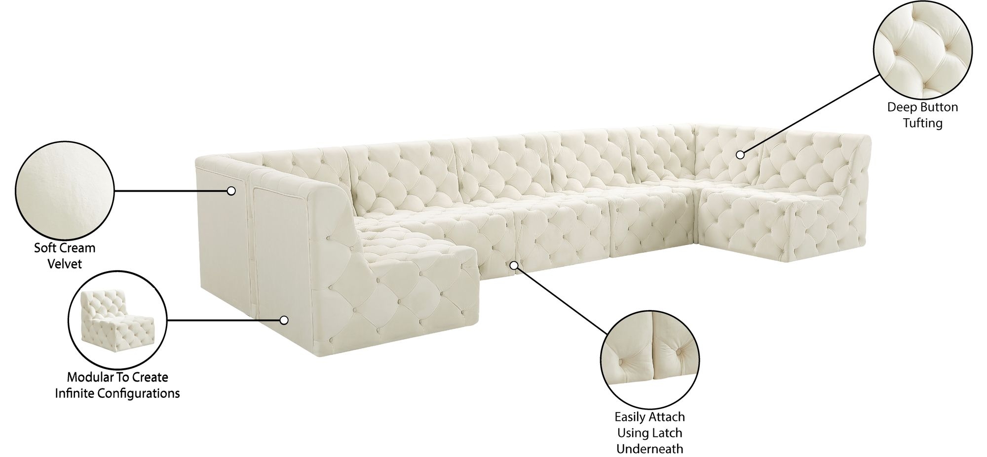 Tuft 157" 7-Piece Velvet Modular Sectional