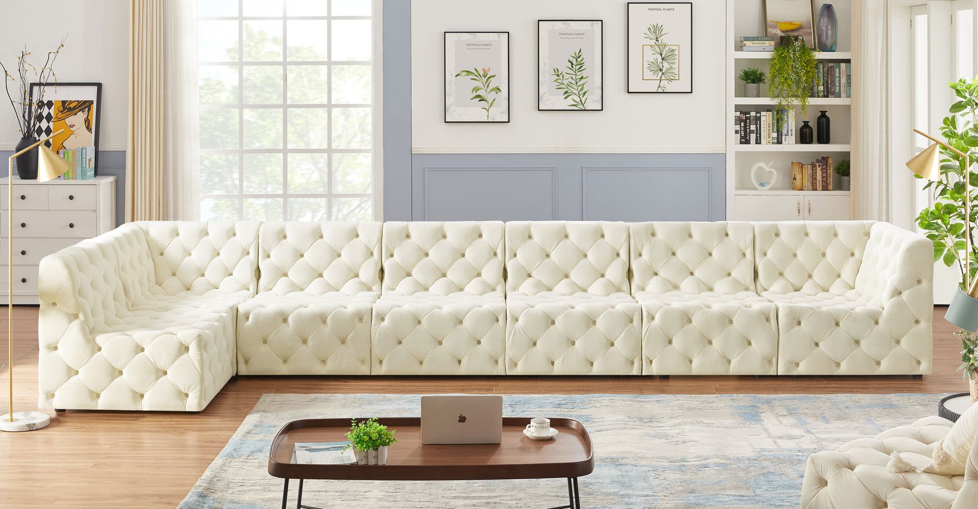 Tuft 186" 7-Piece Velvet Modular Sectional