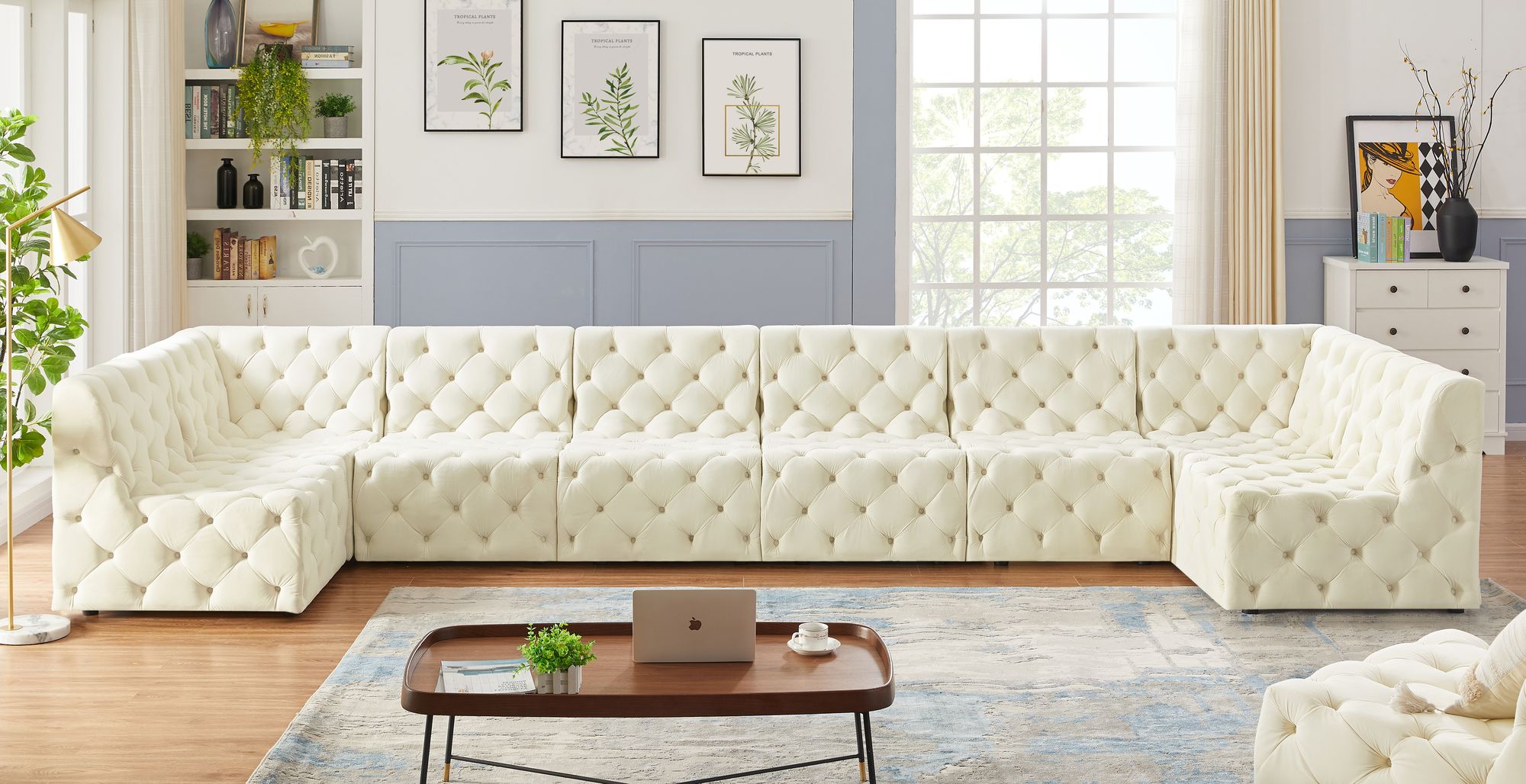 Tuft 215" 8-Piece Velvet Modular Sectional