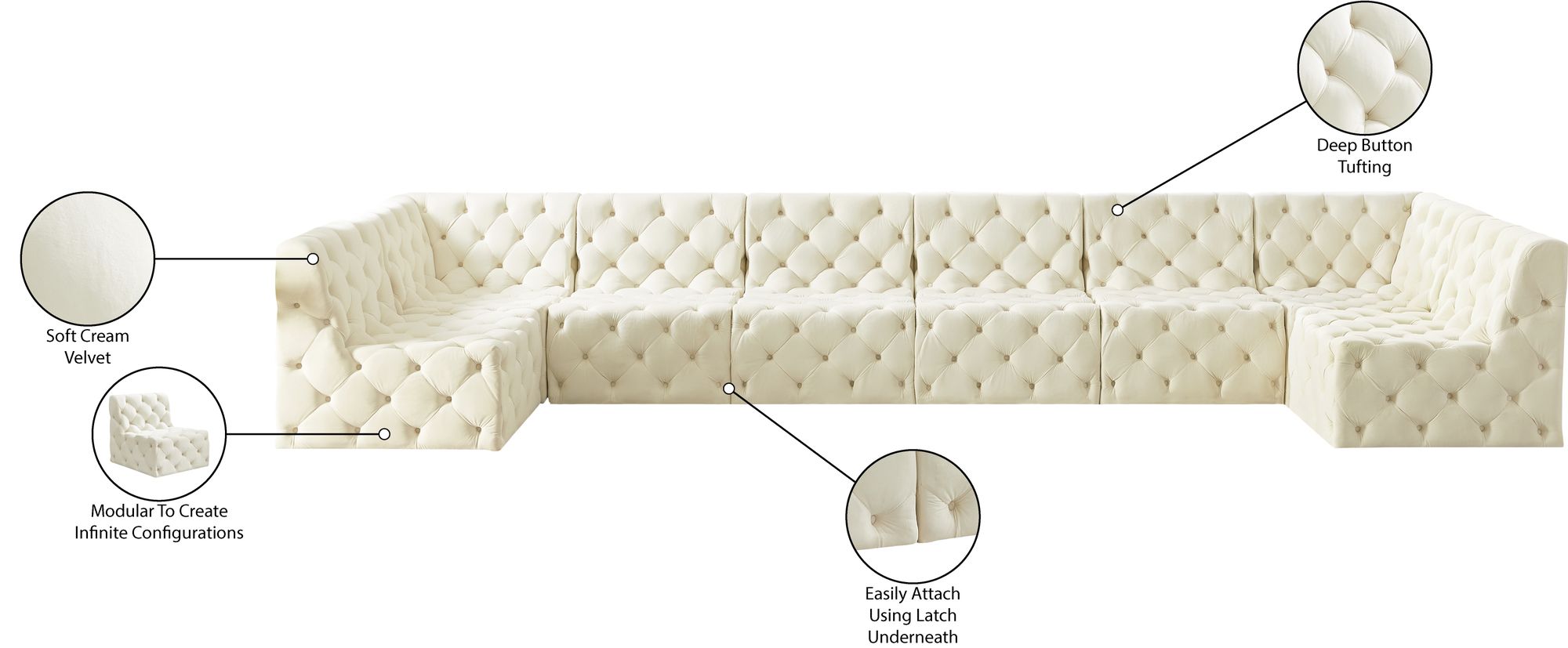 Tuft 215" 8-Piece Velvet Modular Sectional