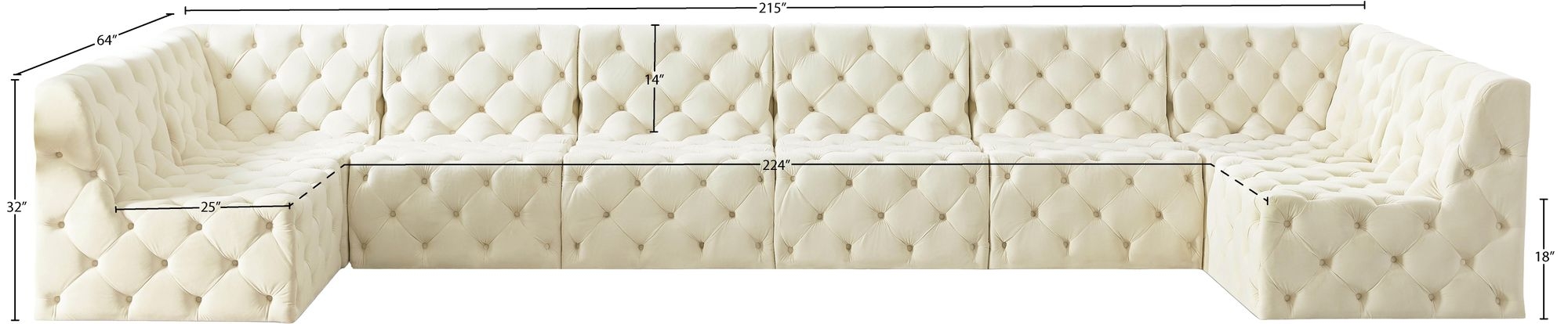Tuft 215" 8-Piece Velvet Modular Sectional