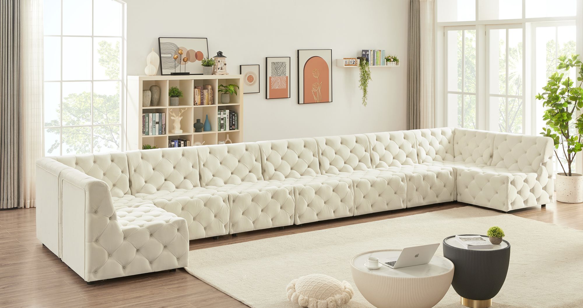 Tuft 215" 9-Piece Velvet Modular Sectional