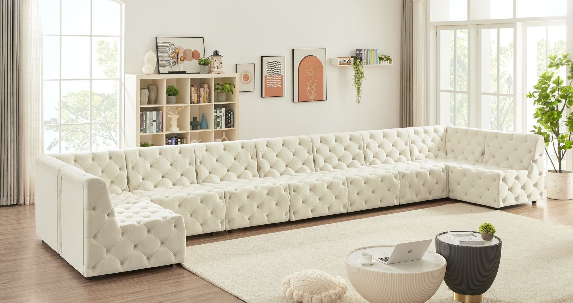 Tuft 215" 9-Piece Velvet Modular Sectional