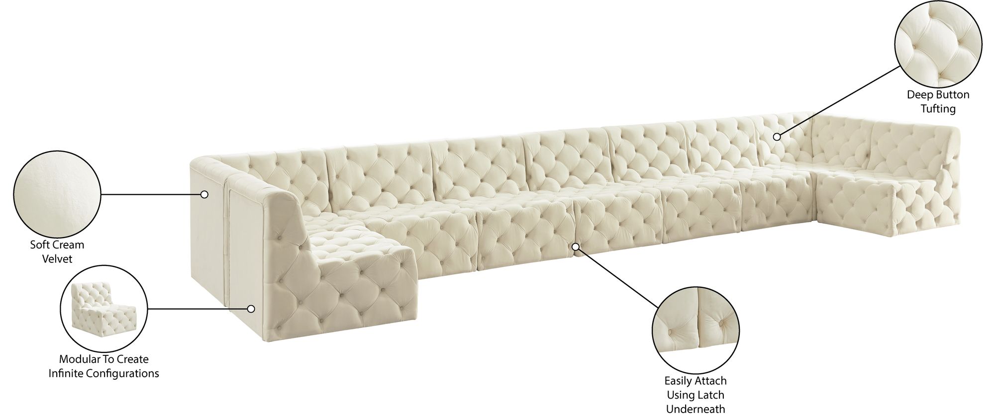 Tuft 215" 9-Piece Velvet Modular Sectional