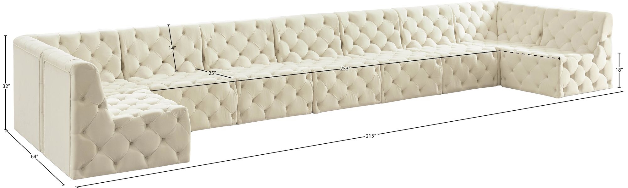 Tuft 215" 9-Piece Velvet Modular Sectional