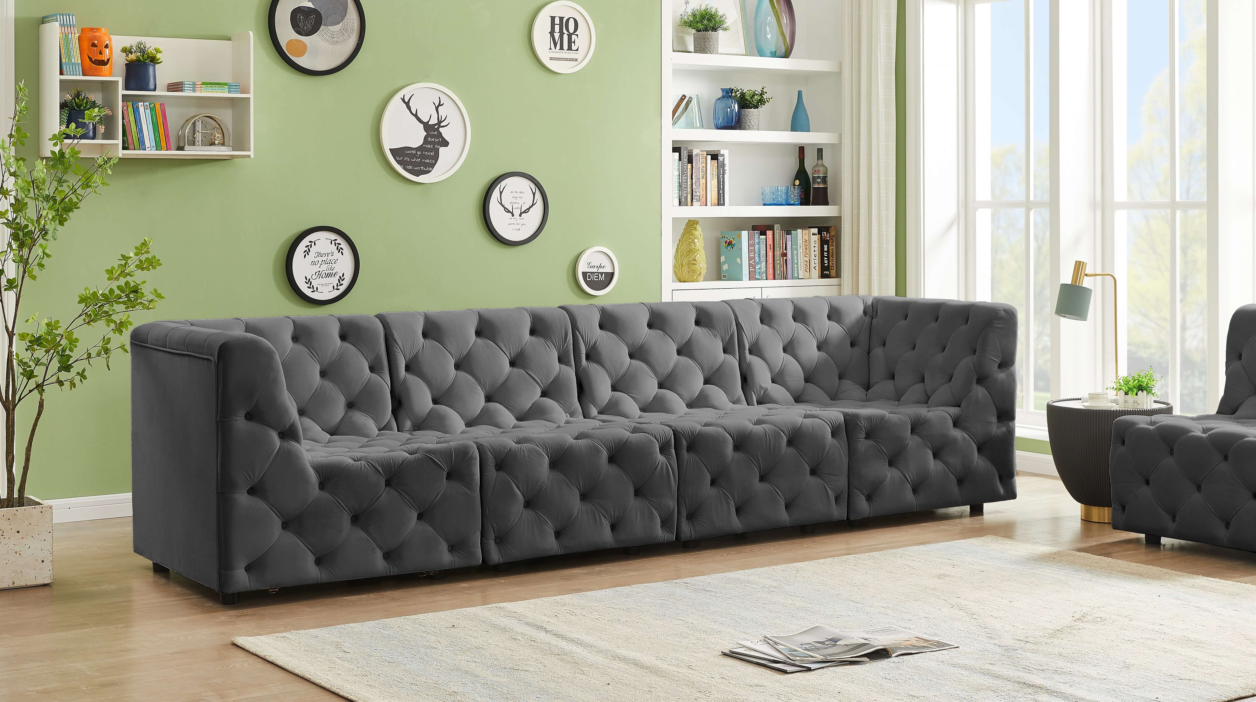 Tuft 128" Velvet Modular Sofa